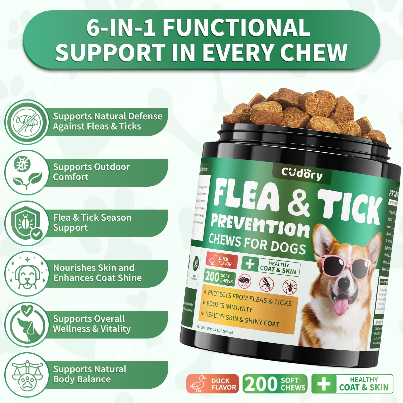 Flea and Tick Support Bundle for Cats & Dogs-Natural Ingredients with Skin & Coat Support – Oral Supplement for All Breeds & Ages