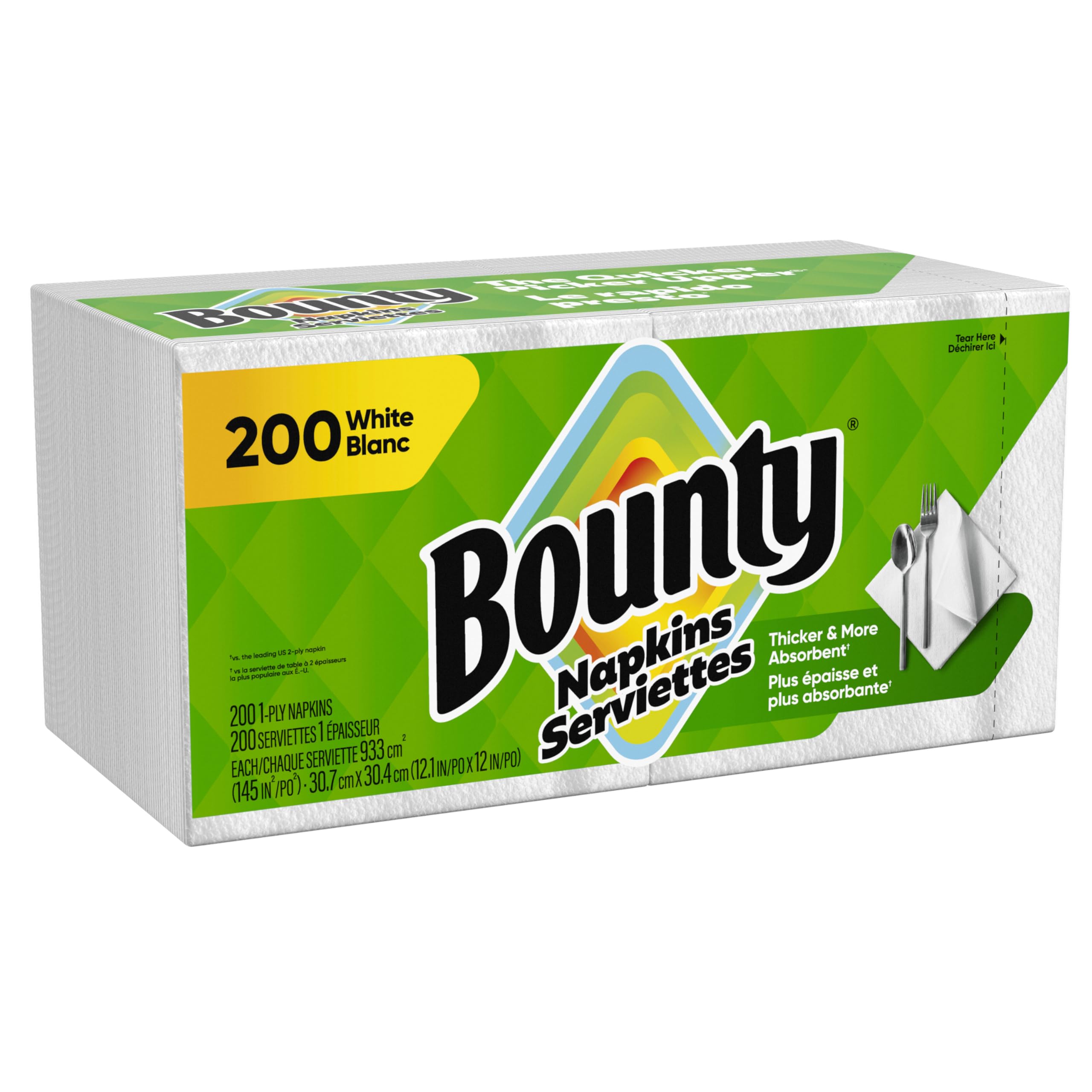 Bounty Paper Napkins, White, 200 Count, Packaging may vary