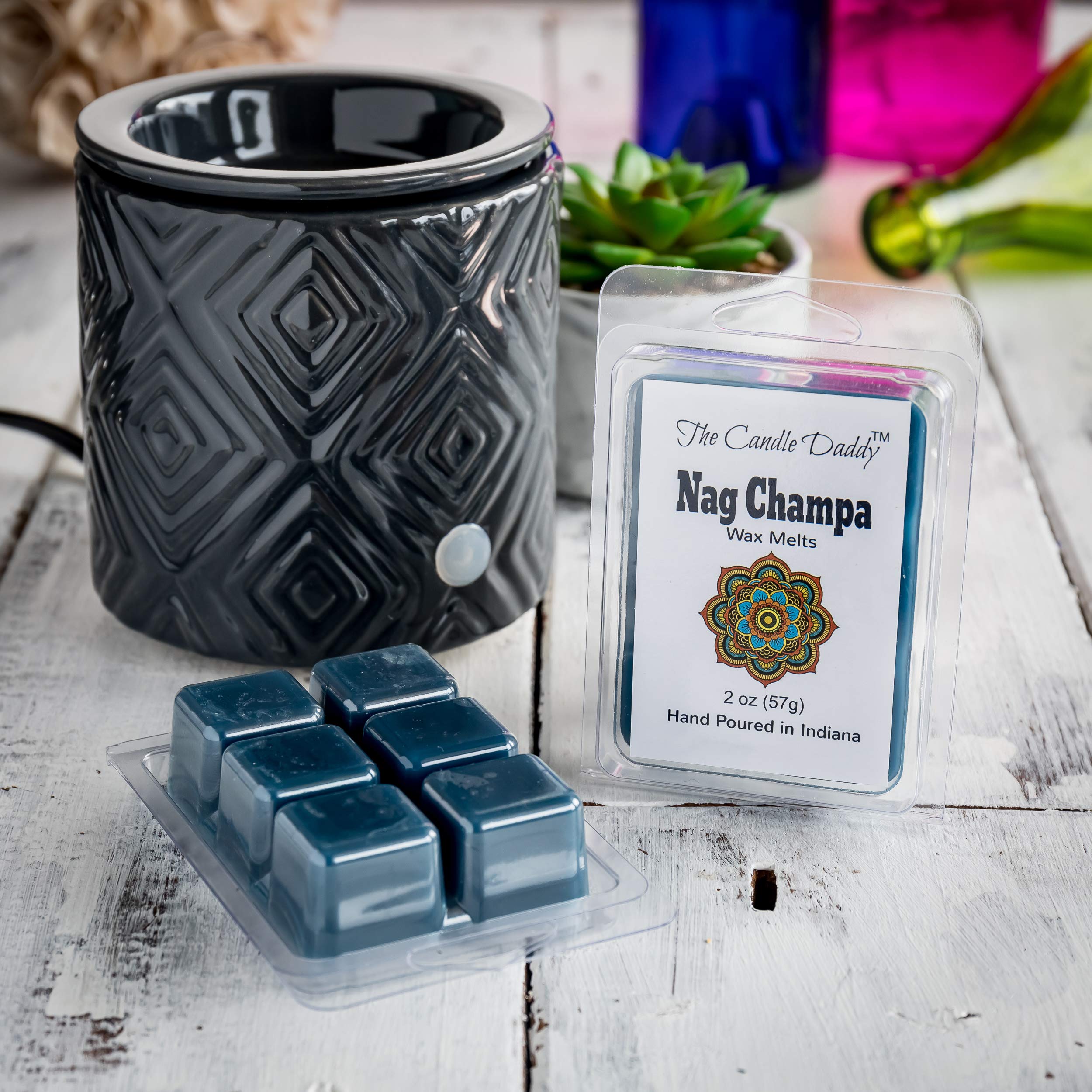 The Candle Daddy Nag Champa Incense Scented Melt- Maximum Scent Wax Cubes/Melts- 1 Pack -2 Ounces- 6 Cubes