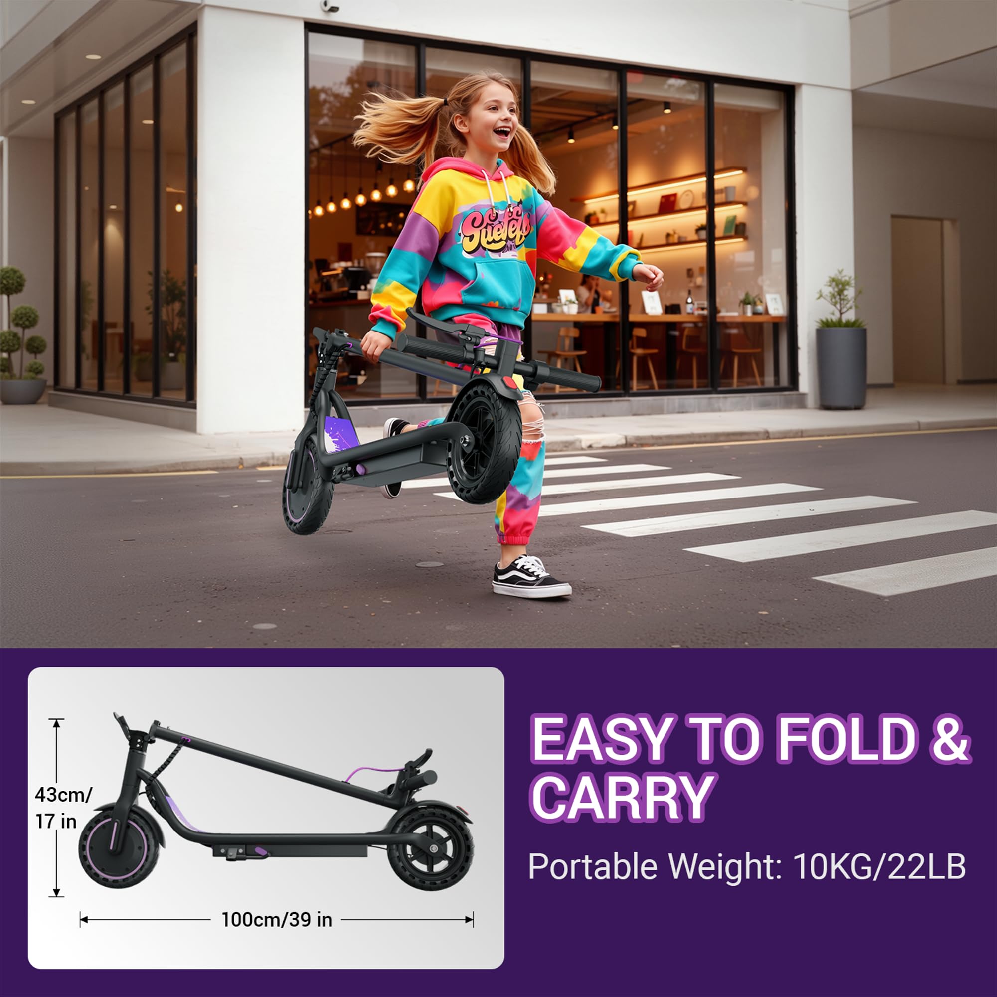 Aovowheel Electric Scooter for Adults, Folding E Scooter with 350W/500W Motor 16/24 Mph Top Speed, Max 19-23 Miles Long Range, 8.5''/10''/14''Tires Commuting Scooters with Dual Brakes System, APP