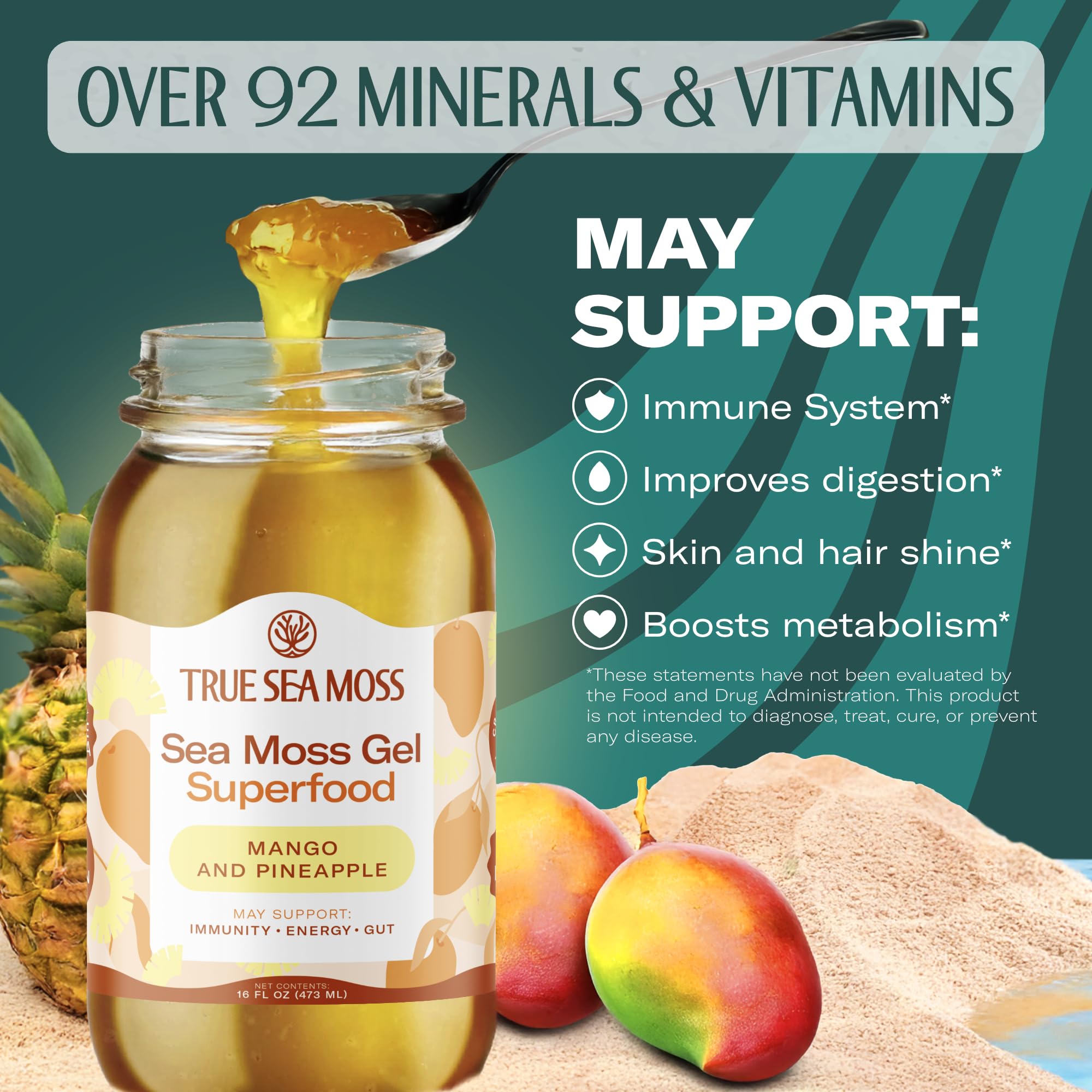 Sea Moss Gel Bundle – Mango, Pineapple & Orange – Wildcrafted Seamoss with Fresh Fruits & Sea Vegetables – Vegan Superfood for Digestion, Immunity & Energy – Made in USA