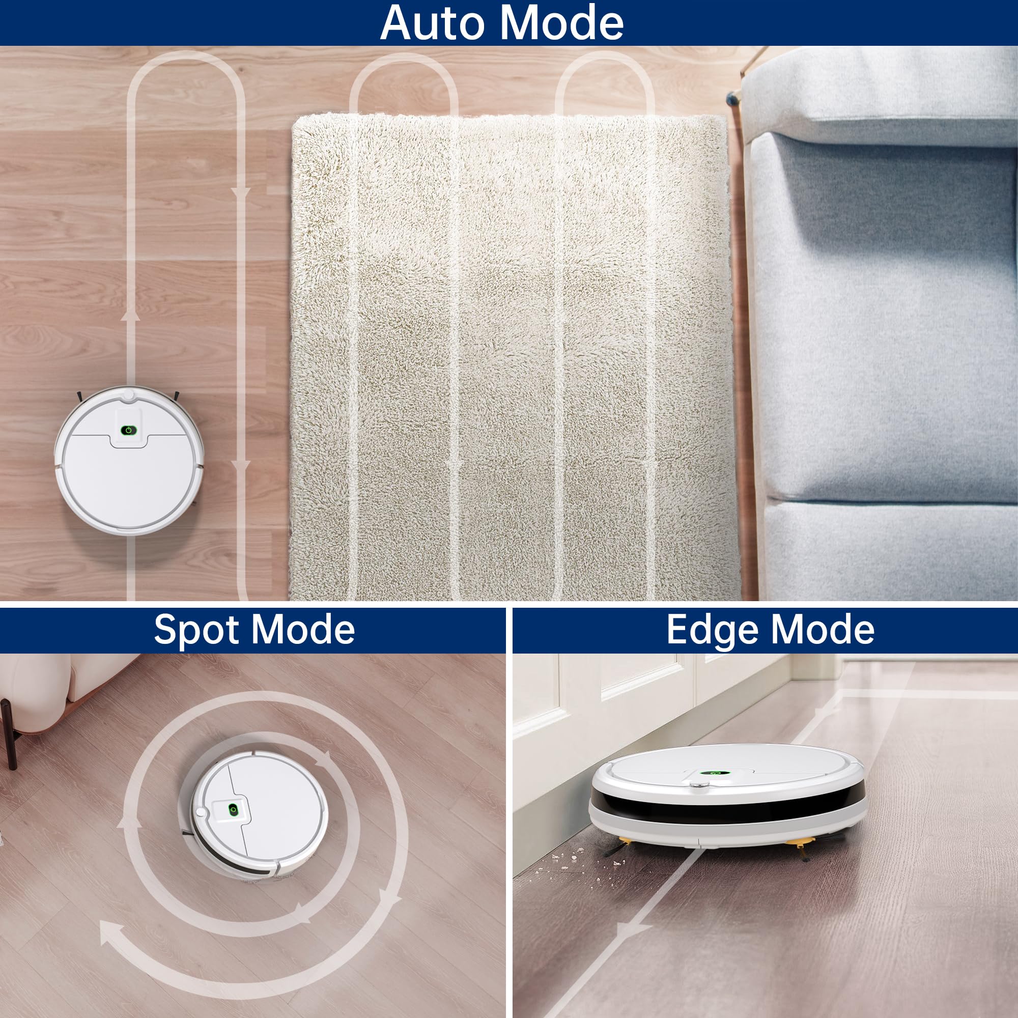 ENCHE Robot Vacuum Cleaner, 2900Pa Robot Vacuum Powerful Suction with Remote Control, Automatic Self-Charging, Long Runtime, Slim and Quiet Robotic Vacuum for Carpet and Pet Hair