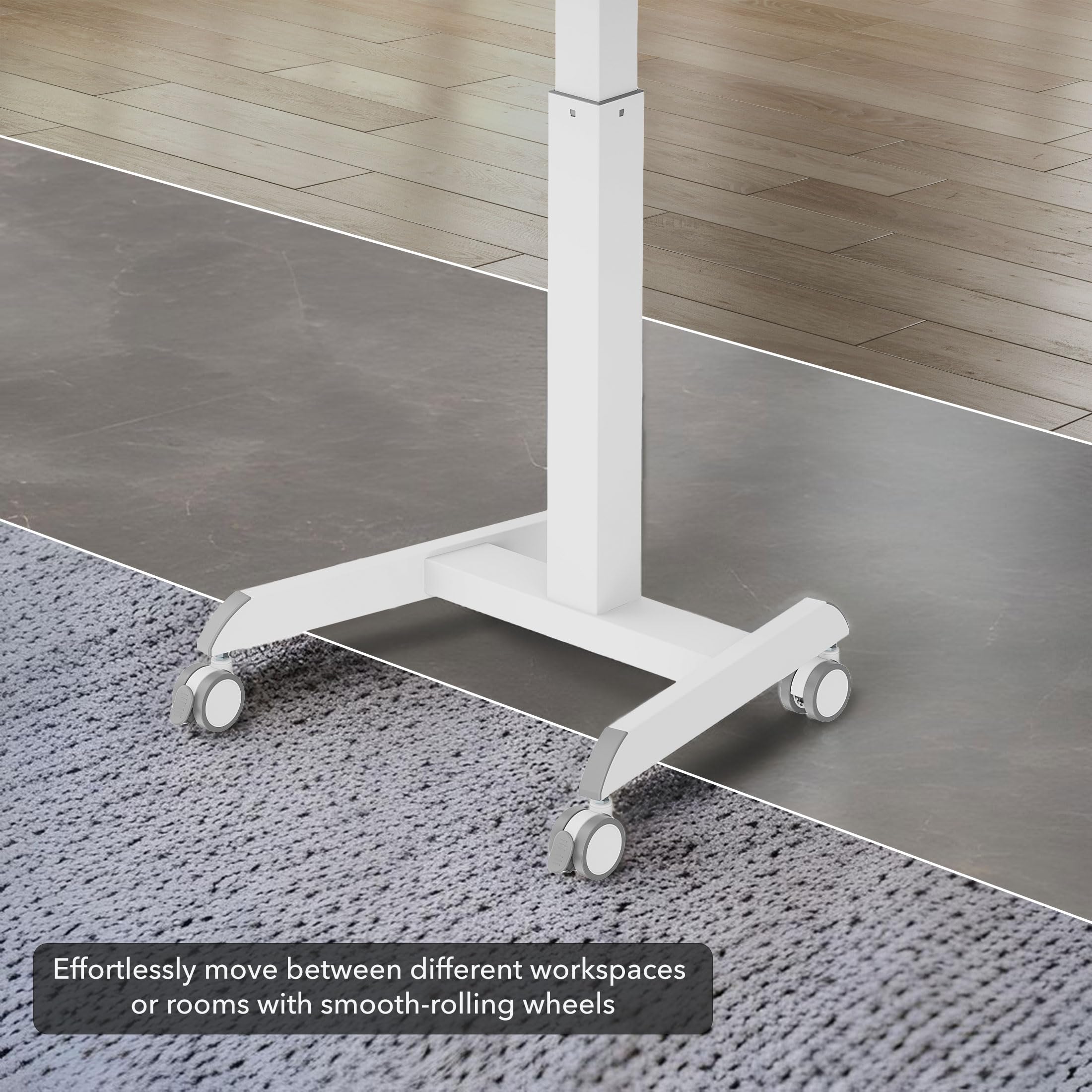 Mount-It! Mobile Laptop Desk Cart | Adjustable Rolling Laptop Stand with 28.5" x 22" Tabletop | Ergonomic Sit-Stand Workstation on Wheels | Portable Laptop Cart for Home Office in White