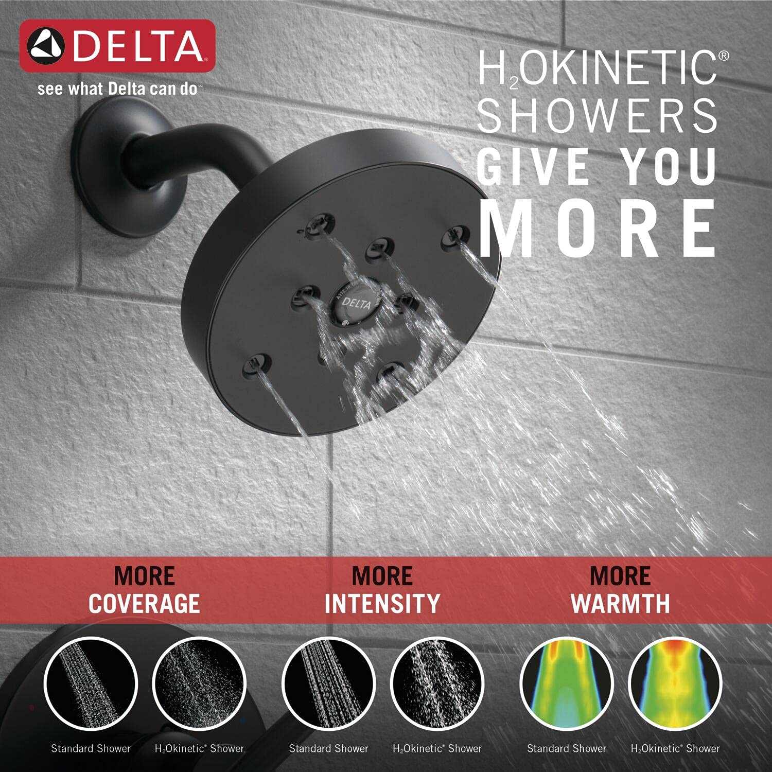 Delta Faucet Trinsic 3-Setting Matte Black Shower System Including Black Shower Head, Handheld Shower Handle, Shower Diverter and Shower Valve/Trim Kit, Matte Black