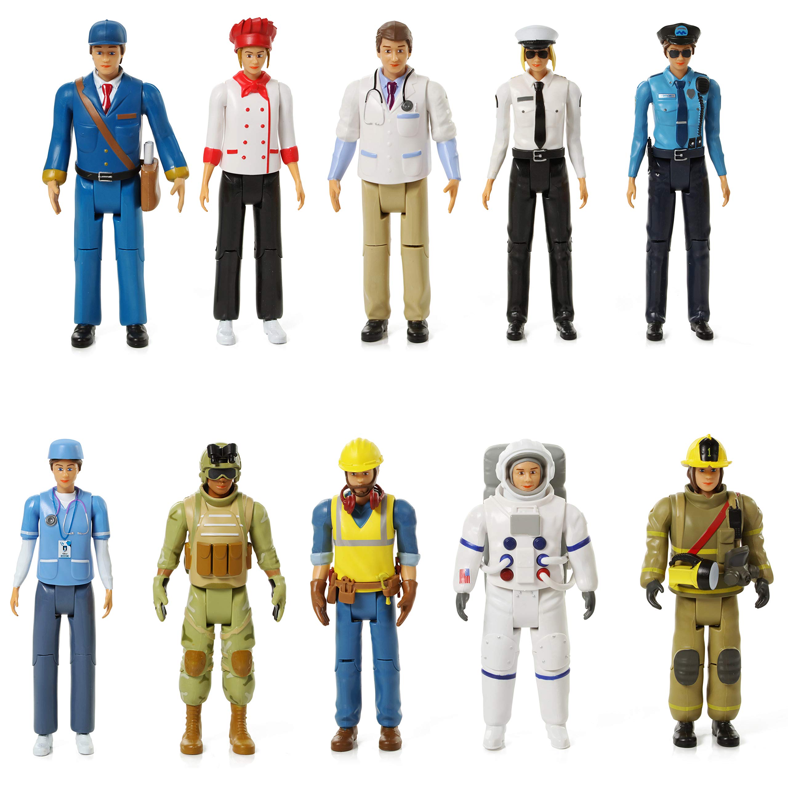 Beverly Hills Doll Collection Sweet Li’l Family Dollhouse Figures - Firefighter, Police Officer, Doctor and More, Set of 10 Action Figure People Doll House Set, Pretend Play for Kids and Toddlers