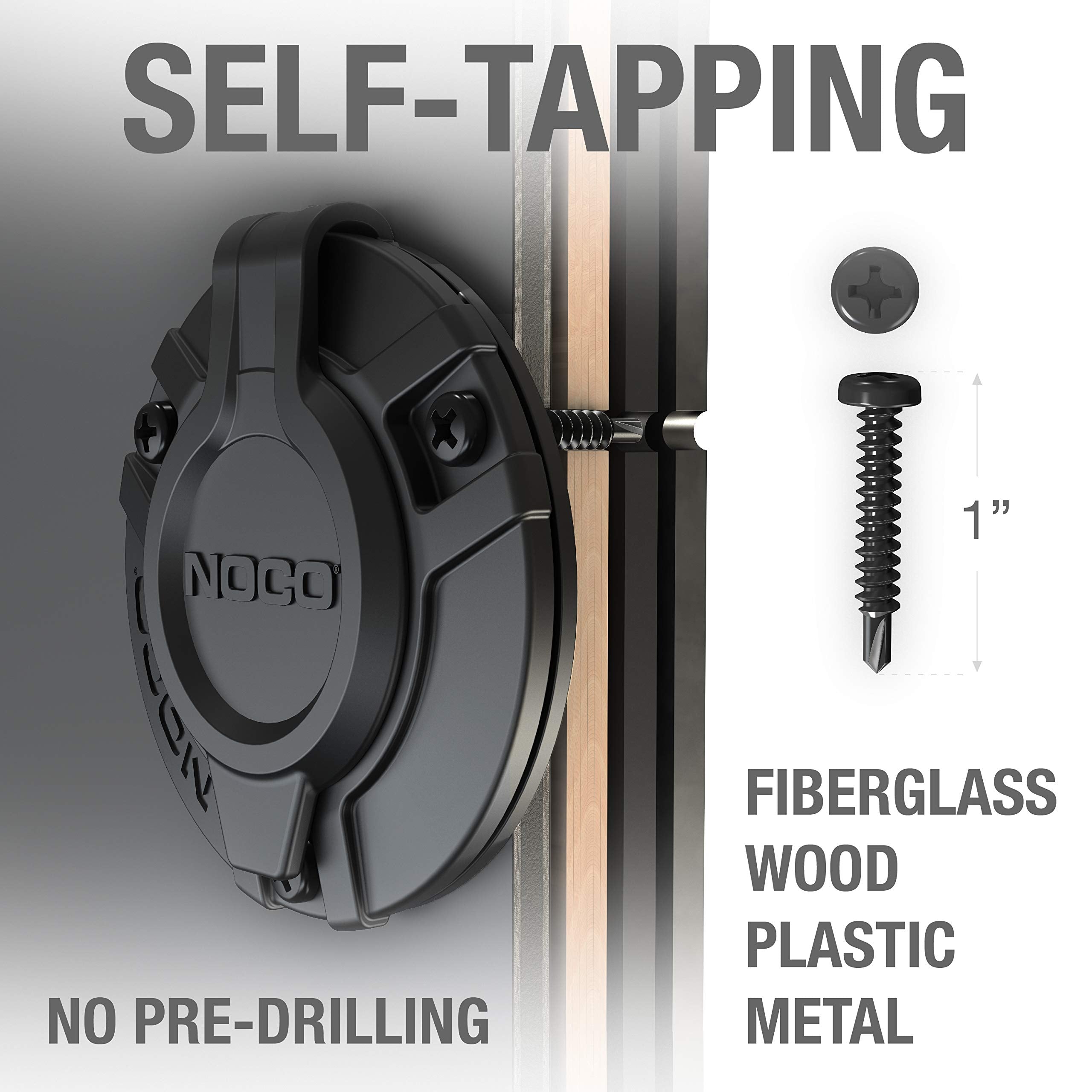 NOCO GCP1E 15A AC Port Plug, 125V Power Inlet Socket, Charger Plug, and Waterproof Electrical Outlet Receptacle with 6-Foot Integrated Outdoor Extension Cord