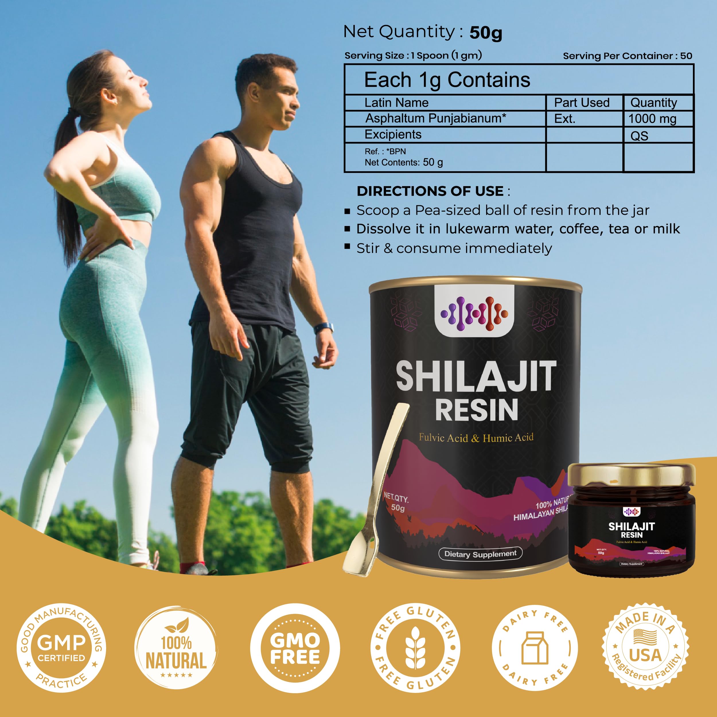 Biosyntra Pure Shilajit Resin – with Fulvic Acid & 87+ Trace Minerals exctracted from Himalaya – Natural Energy, Stamina & Vitality Supplement for Men & Women, 3rd Party Tested, Non-GMO, 1.7 oz Jar