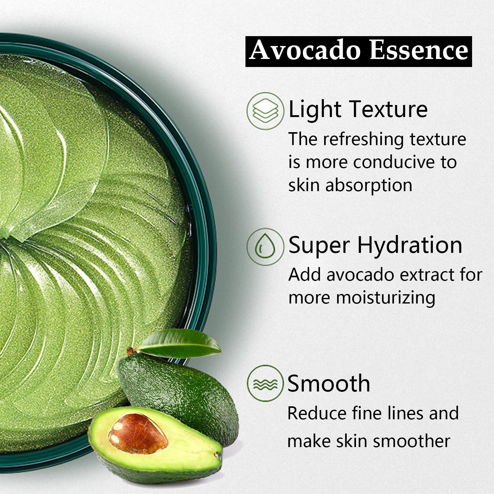 Zozu Avocado Eye Mask, Under Eye Patches for Puffy Eyes and Dark Circles, Nourishing and Hydrating Eye Cream, Naturally Derived Formula (60 PCS)