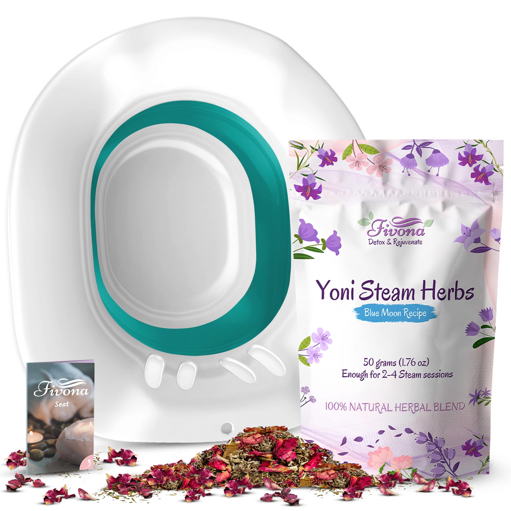 2 in 1 Bundle Yoni Steam Kit - V-Steaming Seat with Blue Moon Recipe Herbal Blend 1.76 oz- Yoni Detox - Odor Control