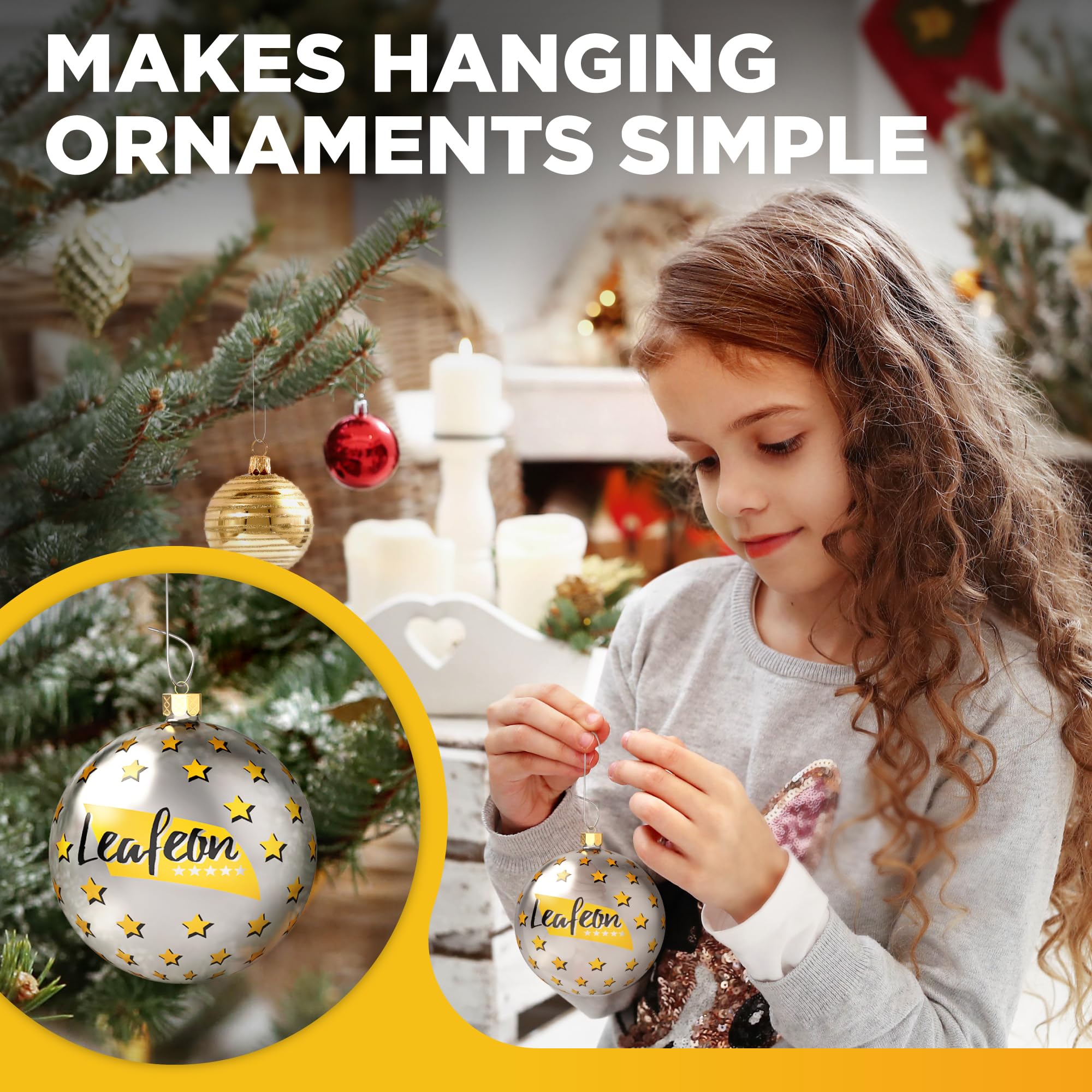 Leafeon 150 Pack Christmas Ornament Hooks ā Great Xmas Ornament Hangers for Christmas Tree Decoration (Silver)