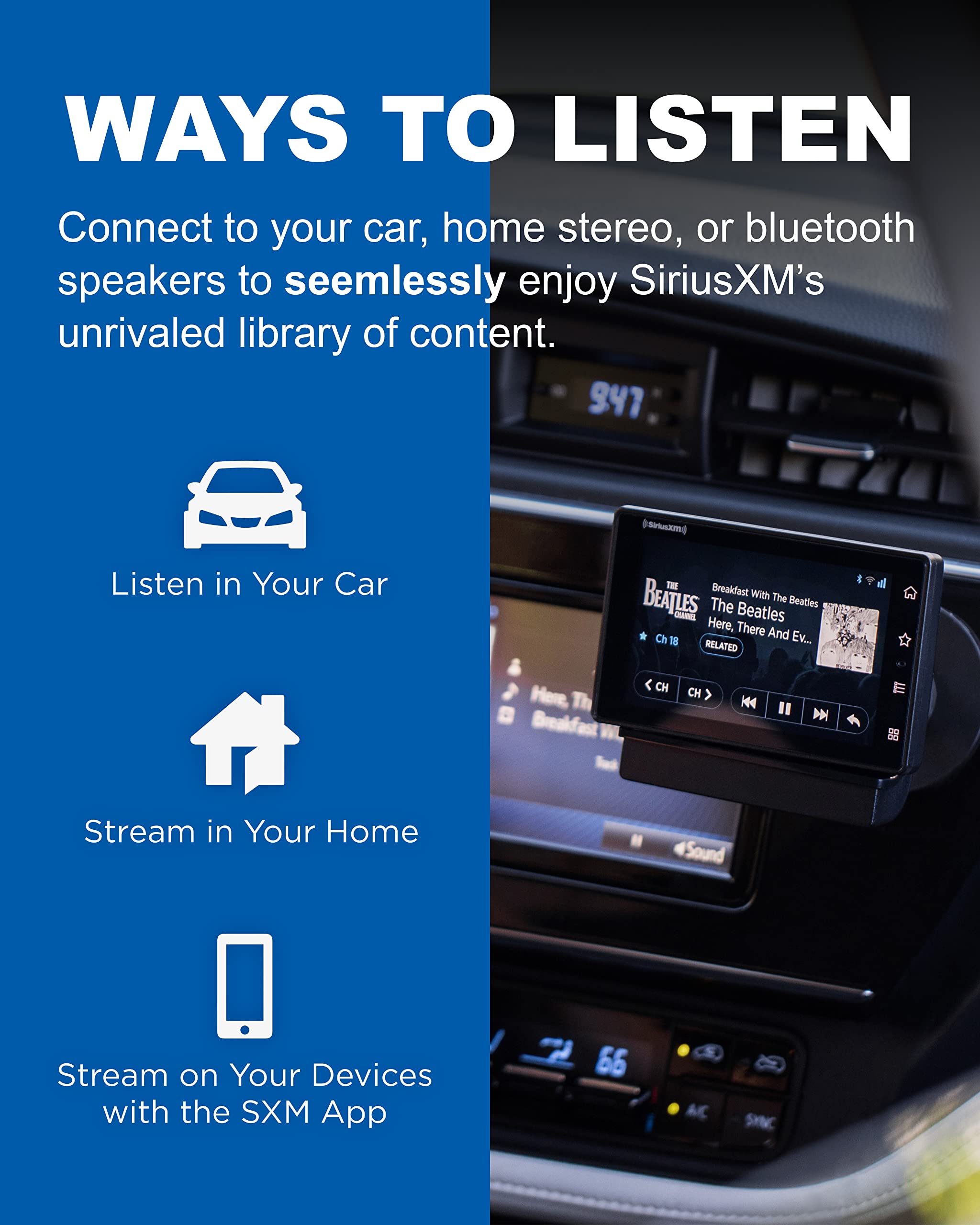 SIRIUSXM SXWB1V1 SiriusXM Tour Dock & Play Radio with 360L, Vehicle Dock, and Bluetooth