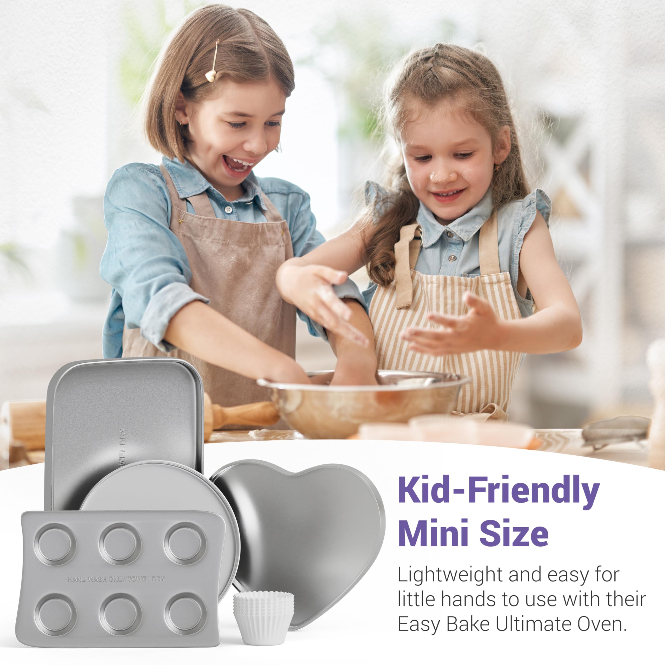 Kids' Complete Oven Pan Set Compatible with Easy Bake Ultimate Oven | Accessories for Cooking Easy Bake Oven Mixes | Includes Cupcake Pan, Circle, Heart & Rectangular Bake Pan & (75) Cupcake Liners