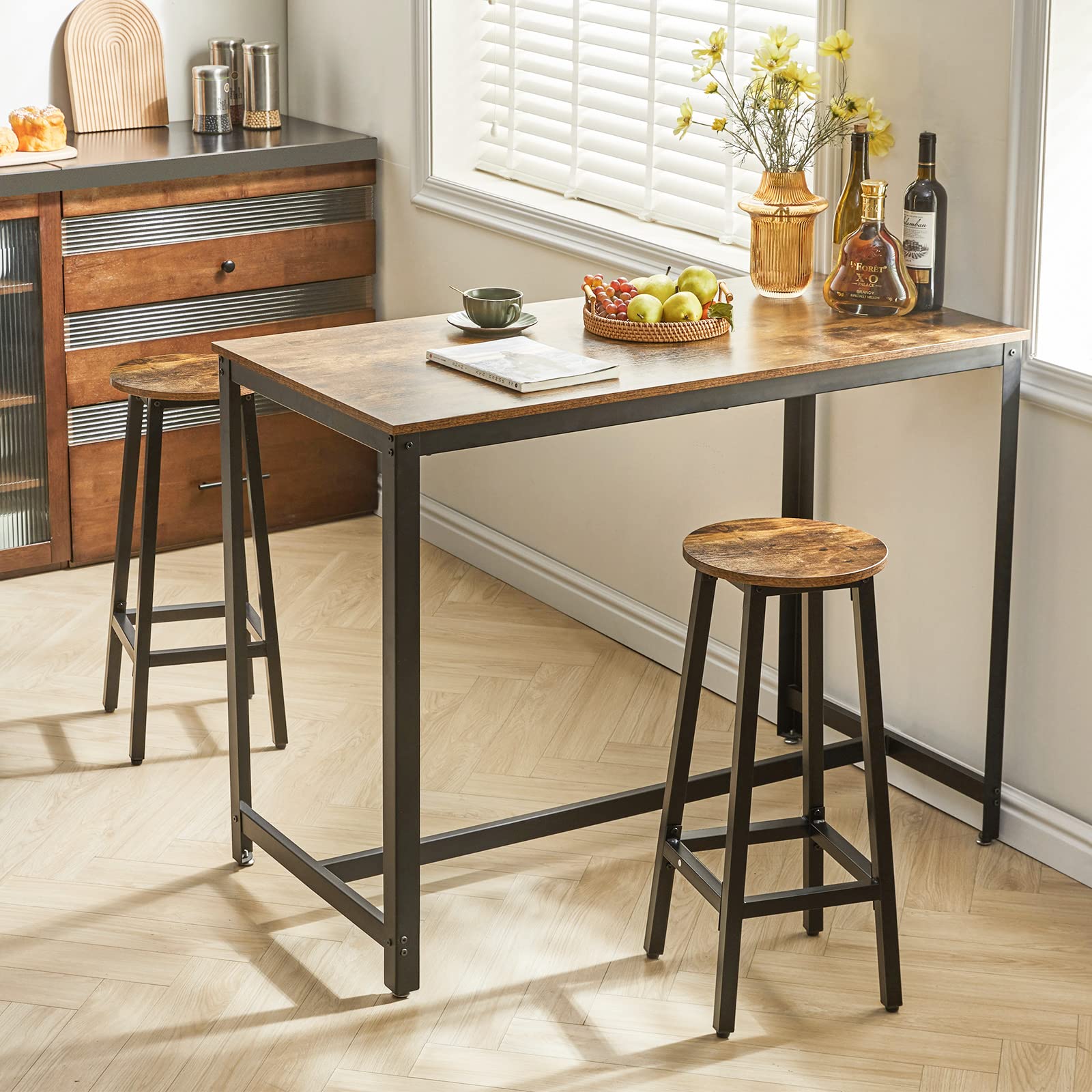 IBUYKE Set of 2 Bar Stools, 27.56-Inch High Seat, Backless Dining Counter Stools, Industrial Kitchen Breakfast Stools, for Dining Room Kitchen Counter Bar TMJ510H