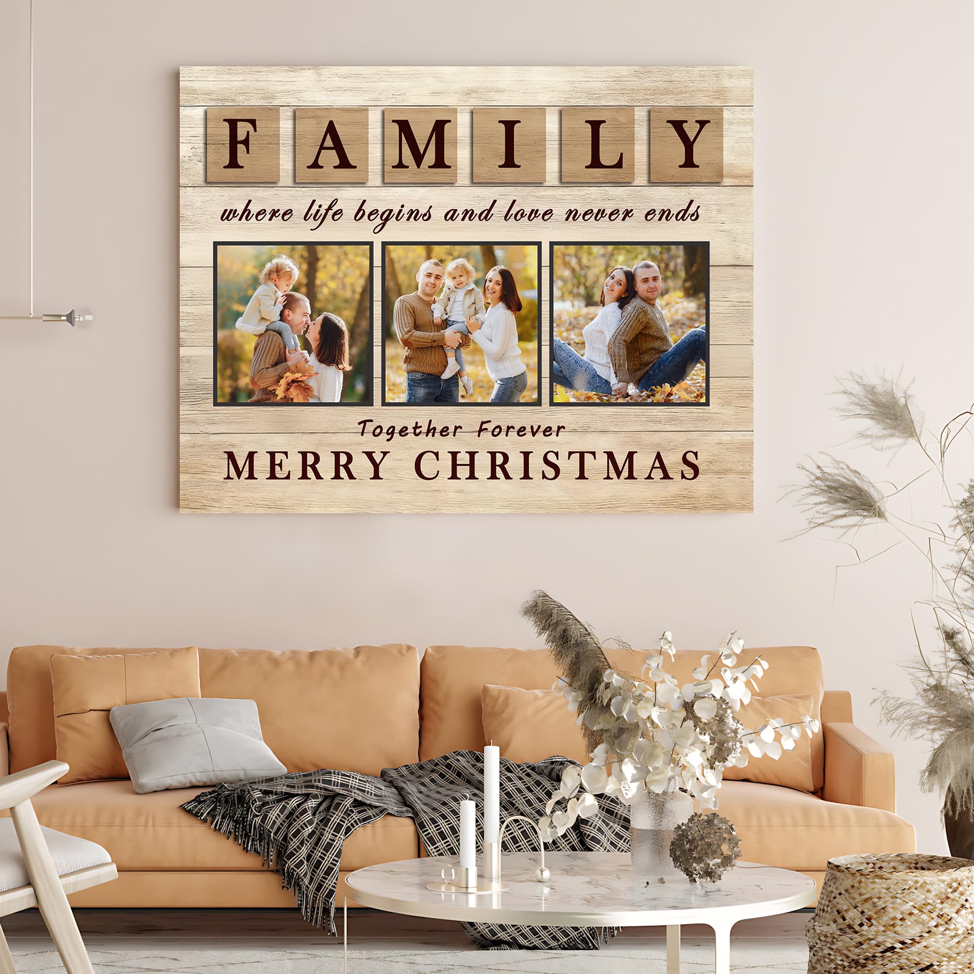 GagetElec Personalized Photo Christmas Ornaments- Custom Canvas Prints with Your Photos, Customized Canvas Wall Art Decor Christmas Gifts for Family Mom Dad Kids Pets Friends