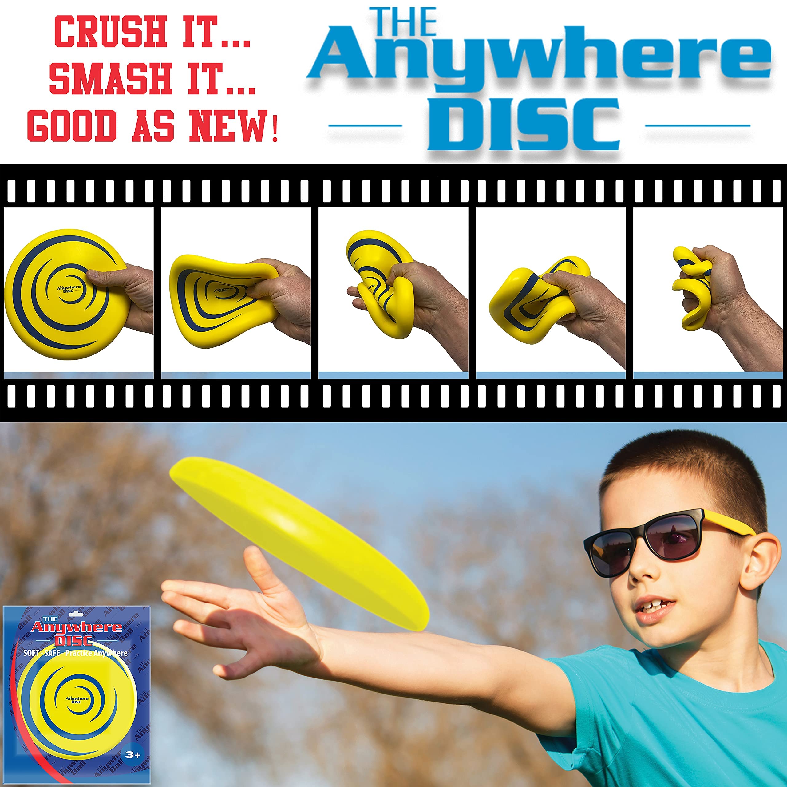 Anywhere Disc - Kids Foam Flying Disc - Super Soft for Indoor and Outdoor Use - Eight Inch Yellow
