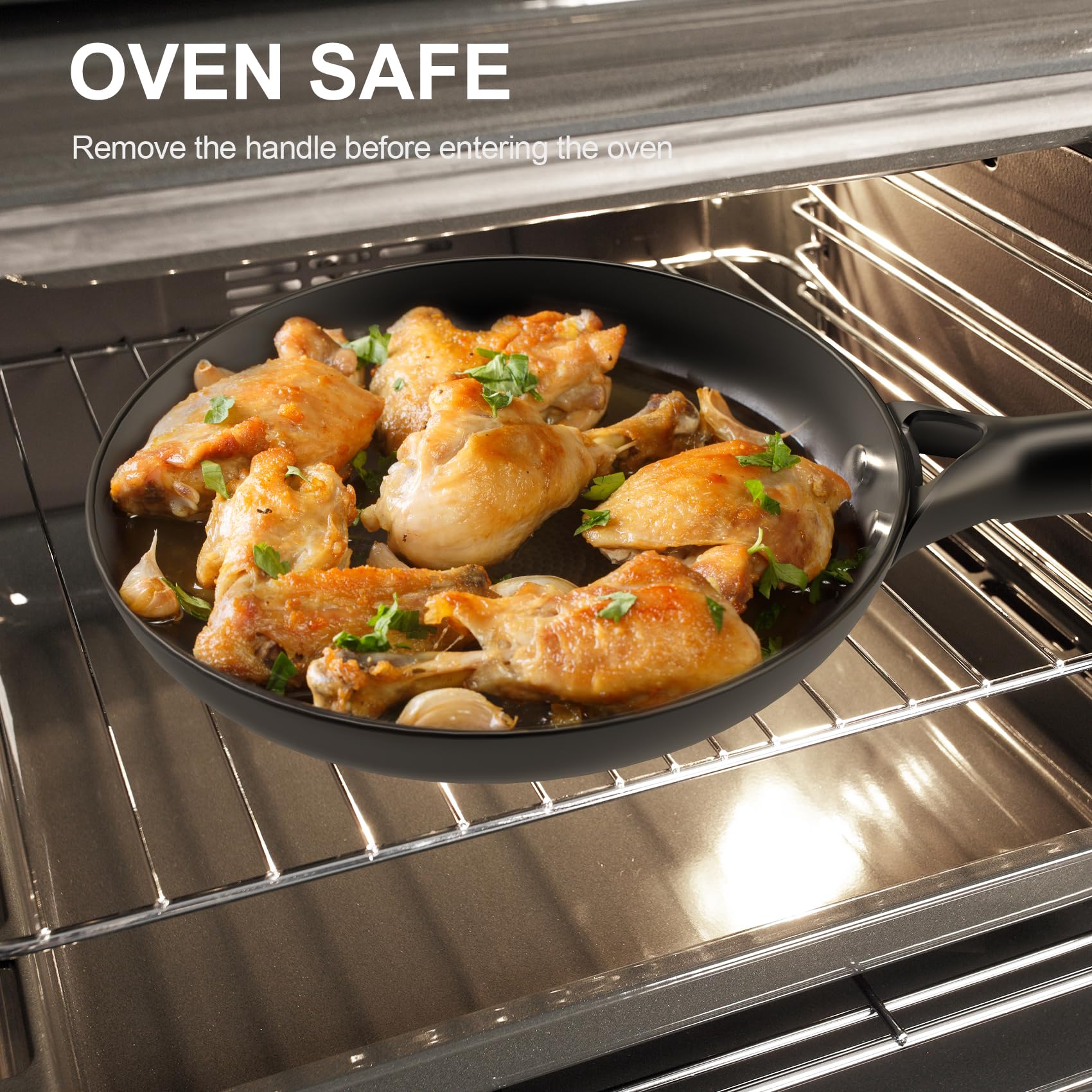 LAMFO Cast Iron Skillet, 12 Inch Nonstick Frying Pan Skillet with Removable Handle, PFAS-Free, Egg Pan Non Stick Frying Pans, Oven Safe Dishwasher Safe