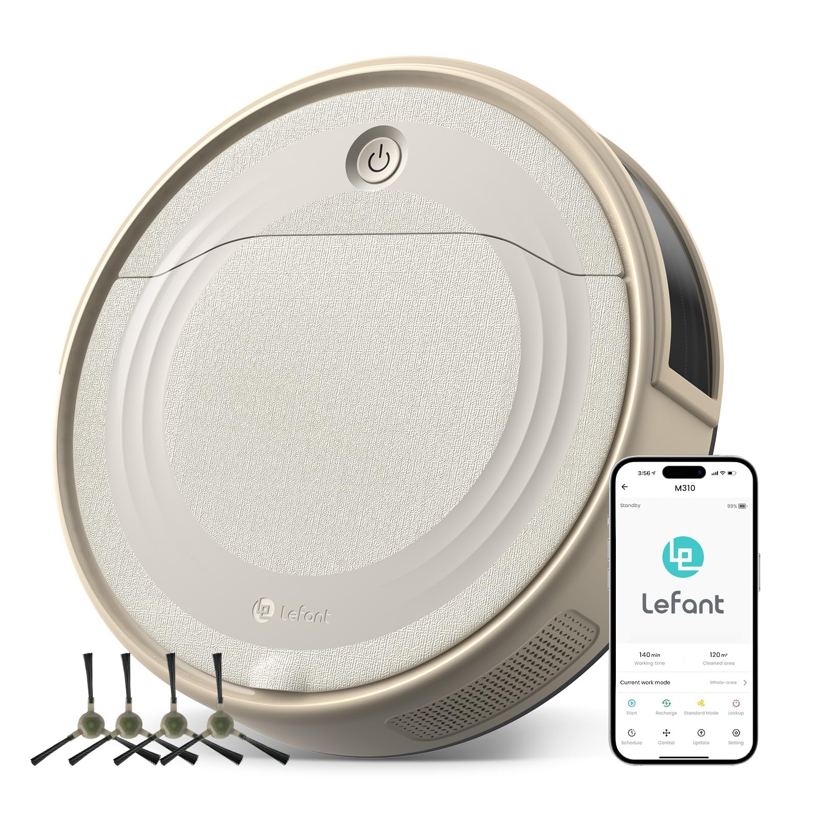 Lefant M310 Robot Vacuum Cleaner-4500Pa Suction, PreciSense Obstacle Avoidance, Brushless Motor, Quite, Slim, 160Mins, Self-Charging Robotic Vacuum, App/Wi-Fi/Alexa, Ideal for Pet Hair Hard Floor