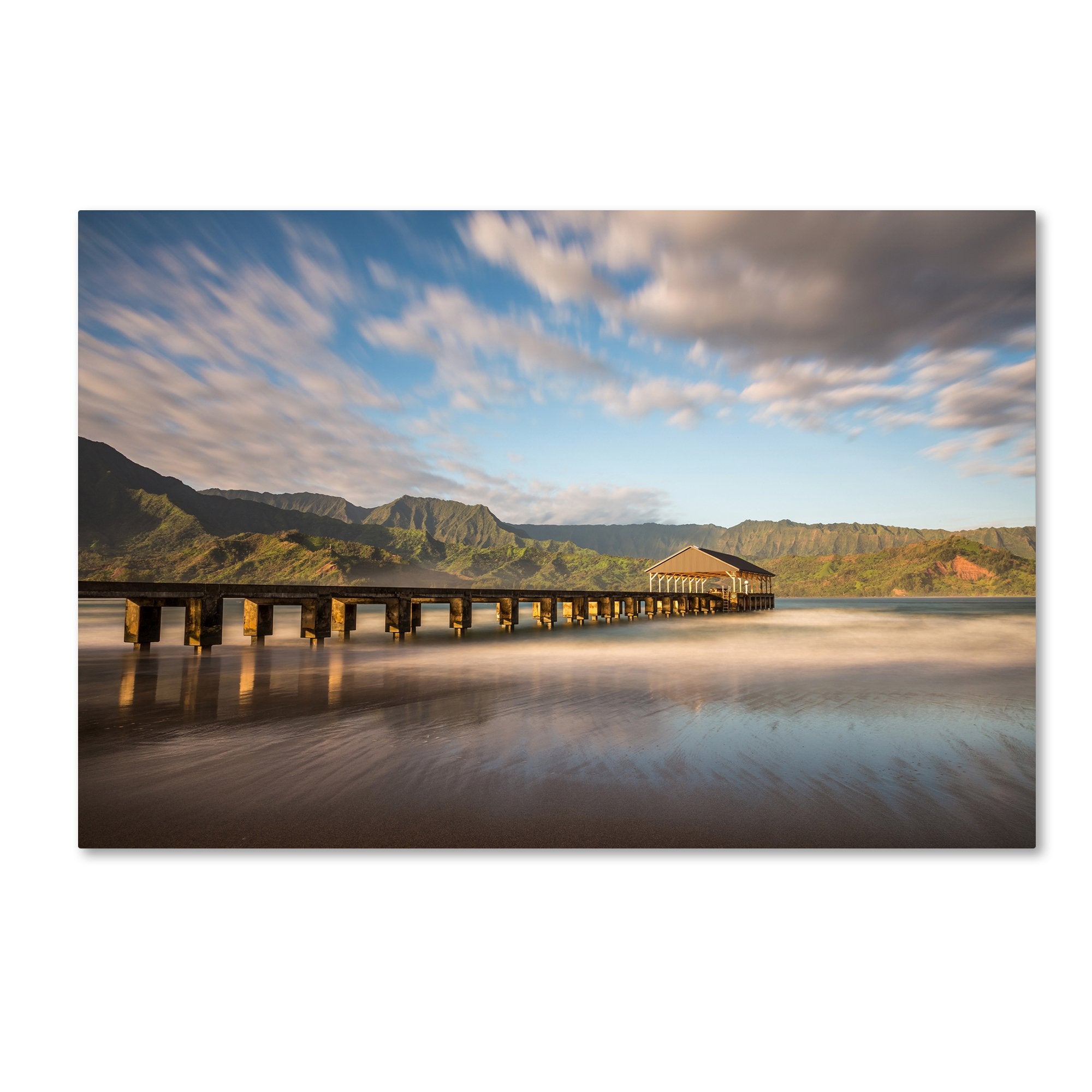 Trademark Fine Art PL0280-C1219GG Hanalei Bay Pier by Pierre Leclerc, 12x19-Inch, 12x19