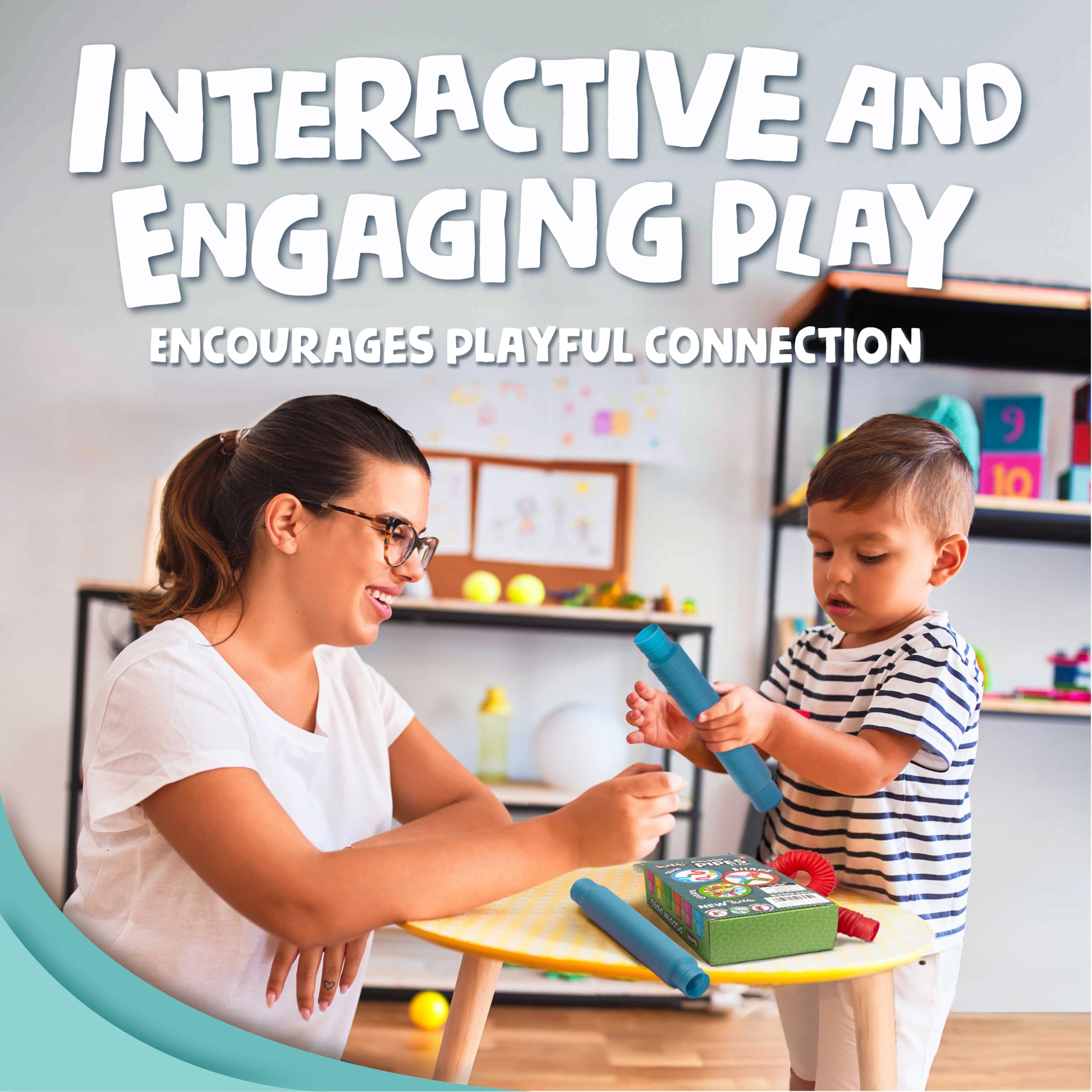 BUNMO Bath Toys Suction - Stocking Stuffers for Kids - Toddler Bath Toys - Connect, Build, Create - Textured 10 Pack and Stocking Stuffers for Kids - Pop Tubes - Toddler Toys - 4 Pack Large