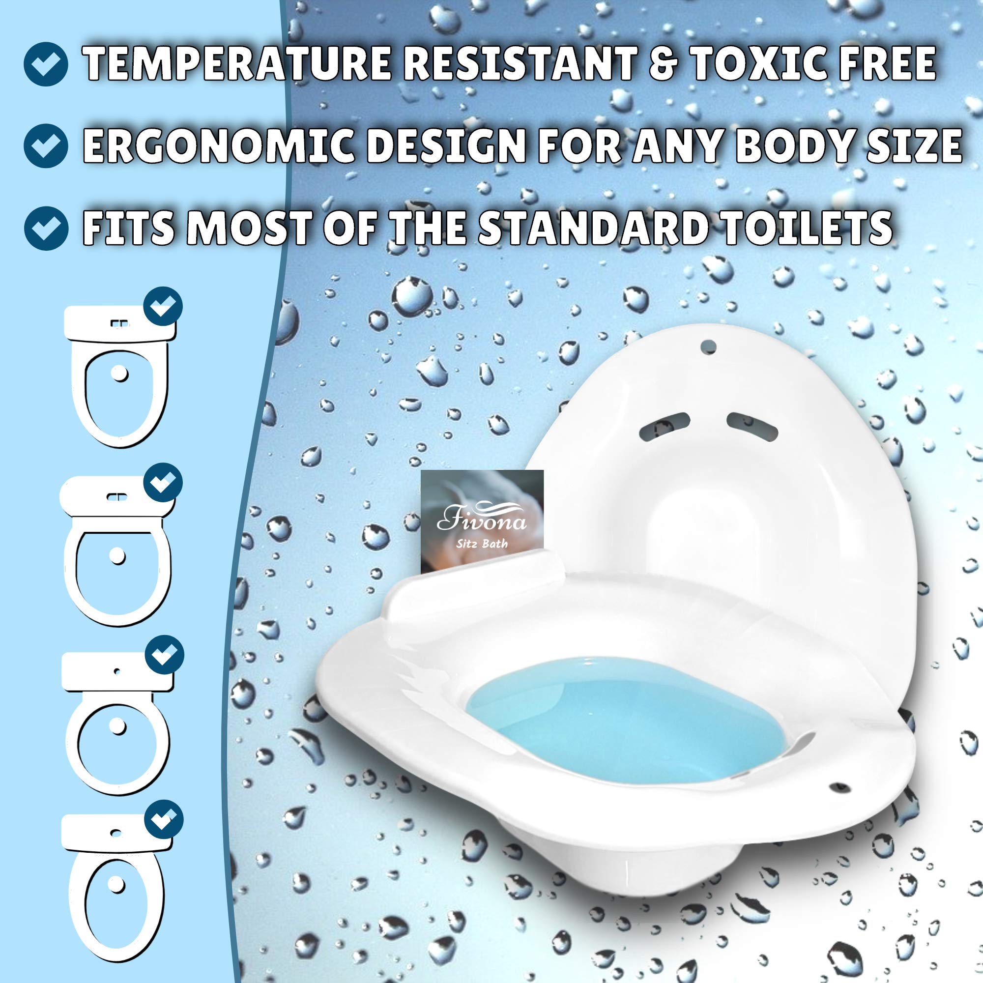 Set of 10 Sitz Bath Toilet Seats for Hemorrhoid Treatment | Postpartum Essentials Care | V Steam Seat | Unisex Universal Fit by Fivona