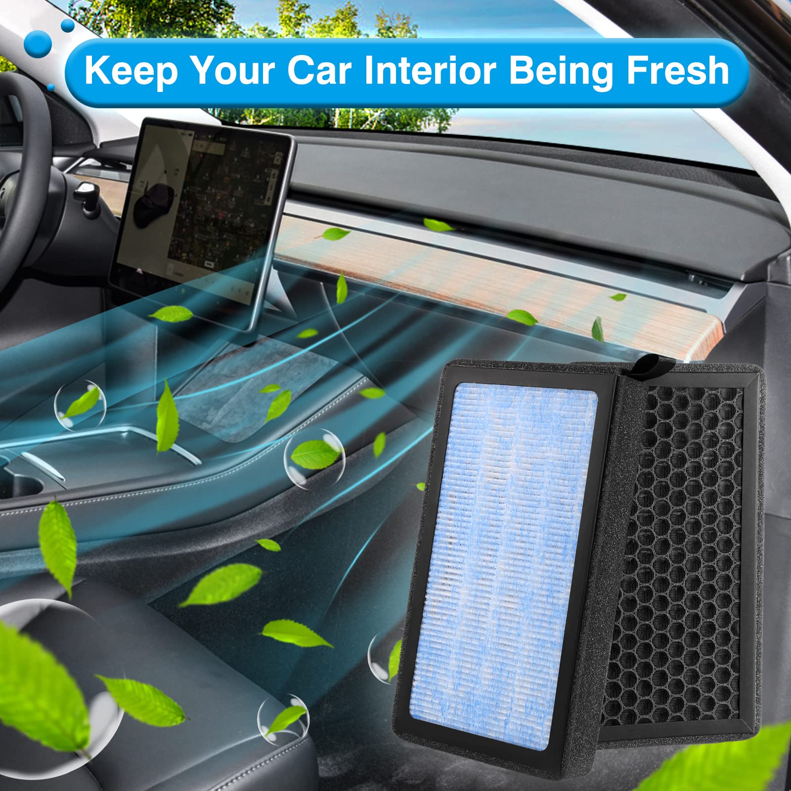 Tesla Model 3 Cabin Air Filter Model Y HEPA Air Intake Replacement 2 Pack with Activated Carbon Tesla Accessories, 2016-2025