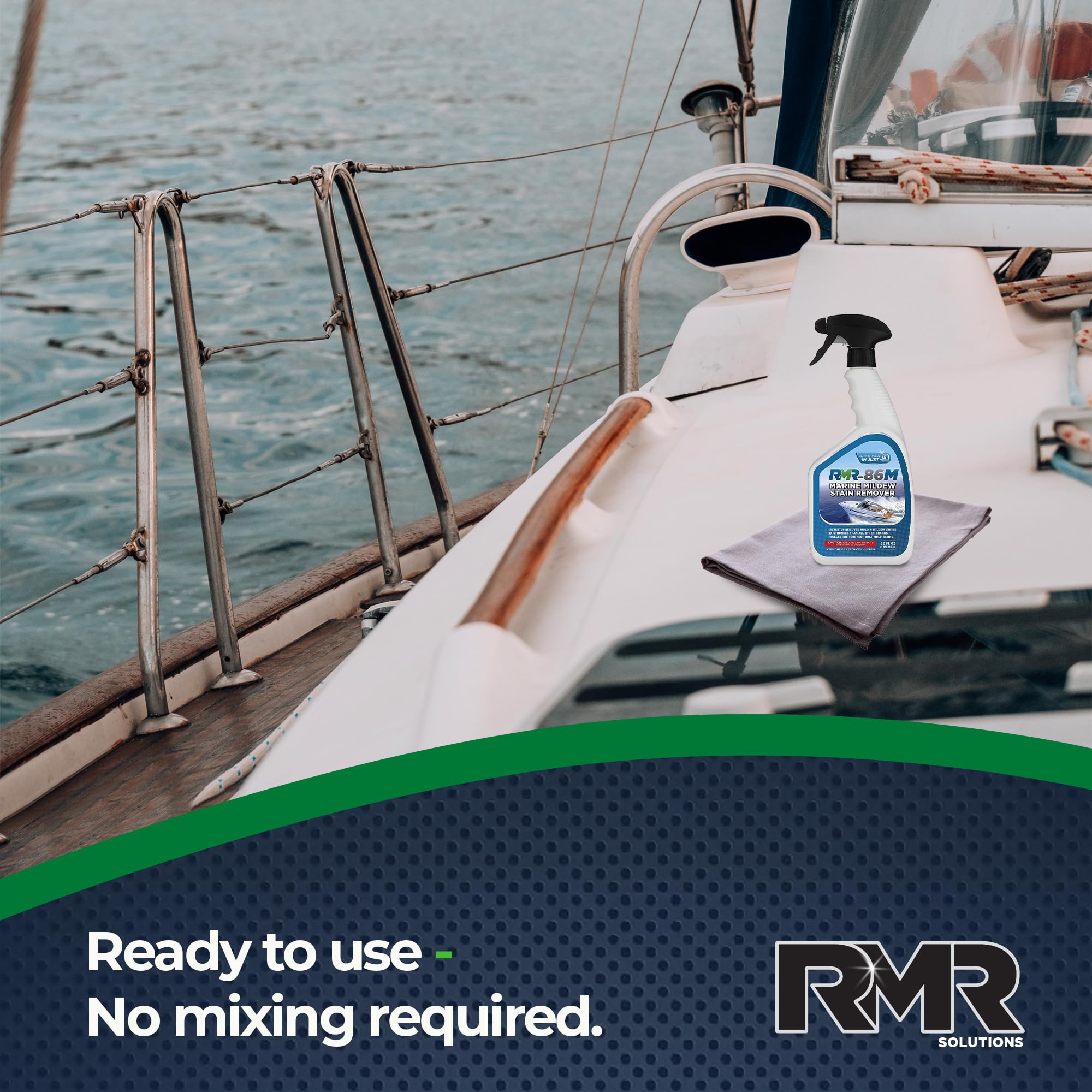 RMR-86M Marine Stain Remover, Professional-Strength Mold Stain & Mildew Stain Eliminating Cleaning Spray For Boats & Marine Surfaces, 32 oz