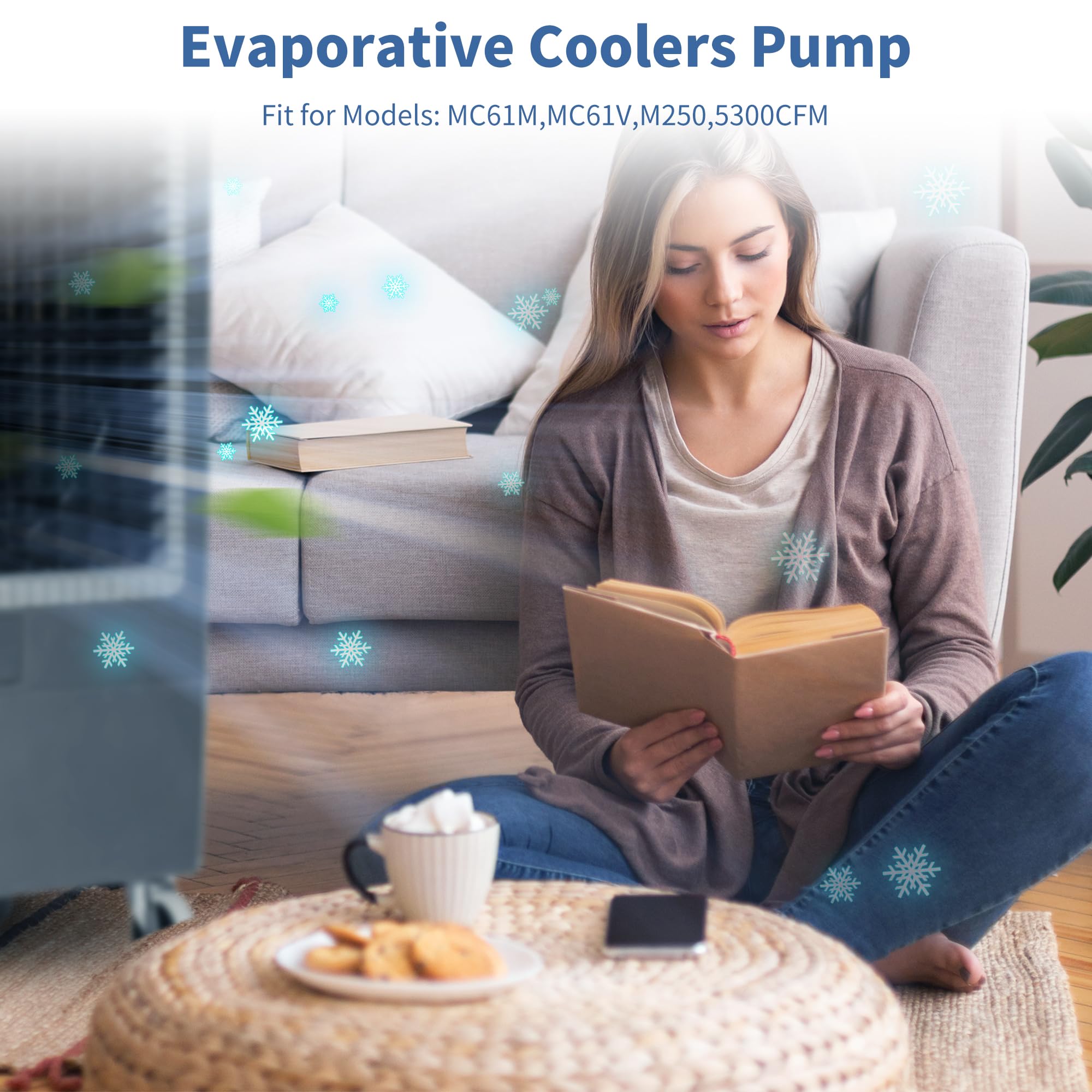 MC61M Evaporative Cooler Pump Ultra Quiet with Dry Burning Protection, Pump Fits Models: MC61M,MC61V