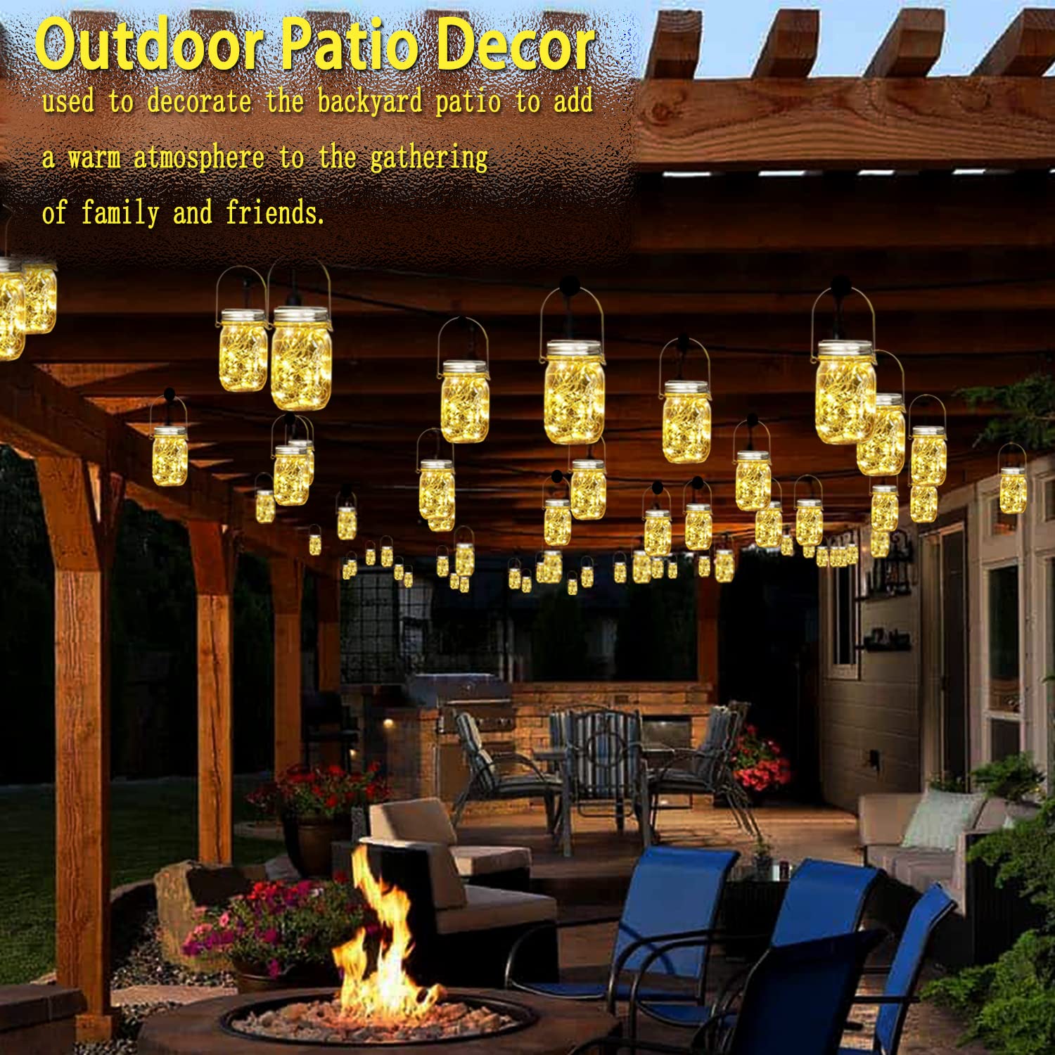 Cooo 12 Pack Crystal Glass Solar Lanterns Outdoor Waterproof 30LED Mason Jar Lights Solar Powered Garden Handmade Wall Lighting Fixtures๏ผJust a Little More, Get Double The Delight -12 Sets Warm White๏ผ