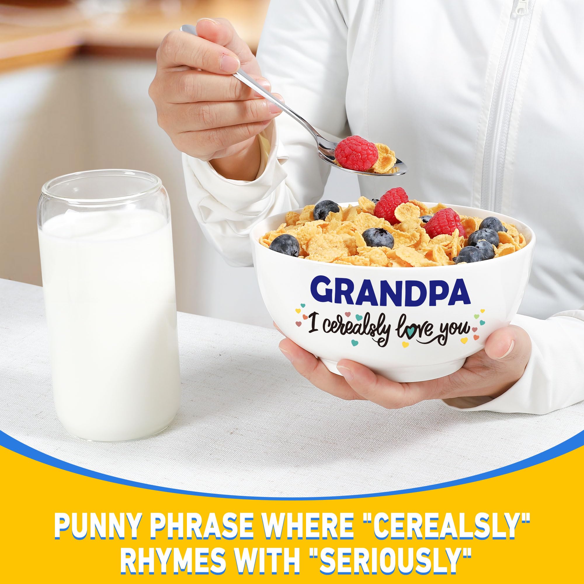 BackURyear Grandpa Gifts from Granddaughter, Cool Gifts for Grandfather Holidays Christmas Birthday Fathers Day from Grandkids, Grandchildren, Grandson, Grandpa Cereal Bowl Present