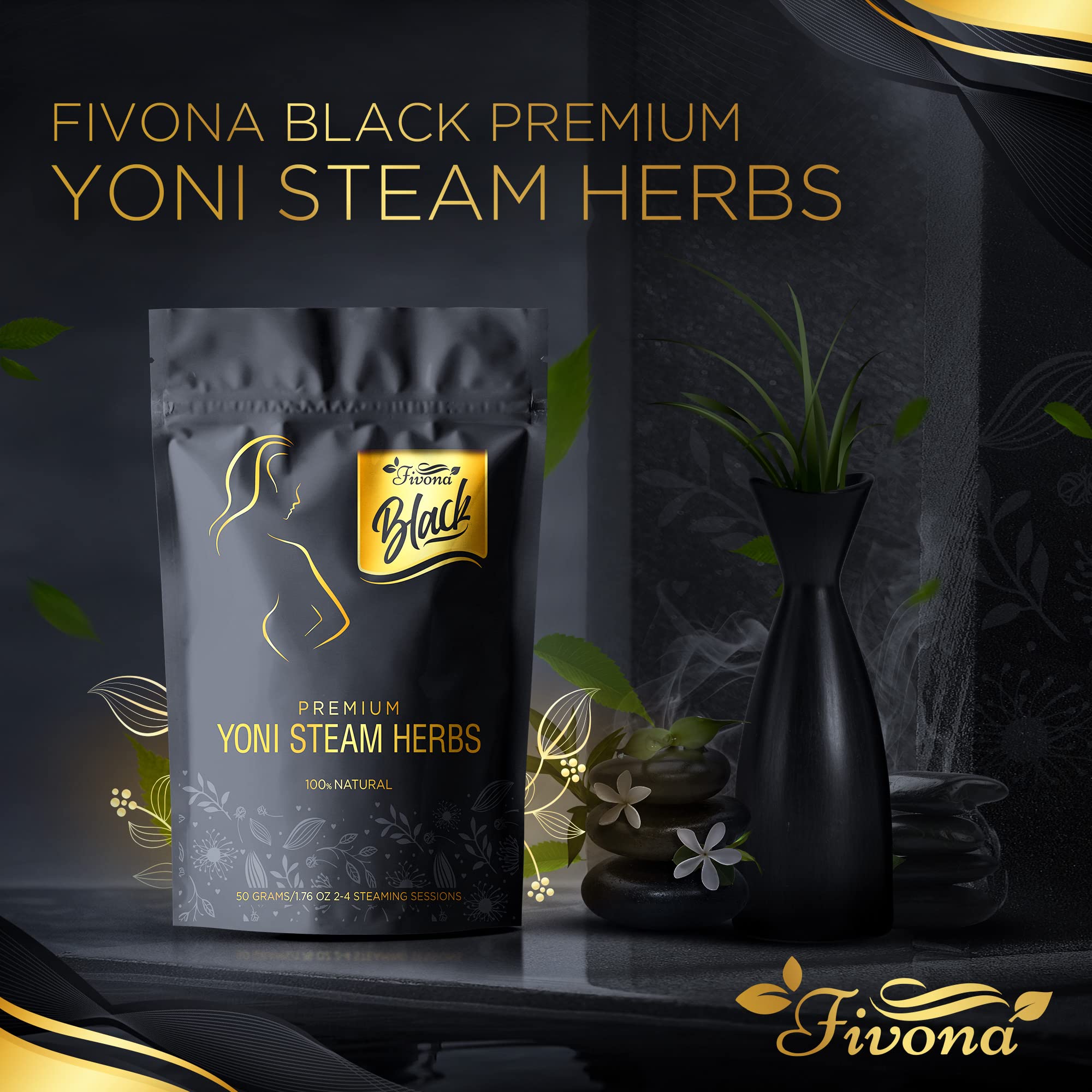 Fivona Black Yoni Steam Herbs All Natural Feminine V SPA for Detox, Cleanse, Odor and PH Balance