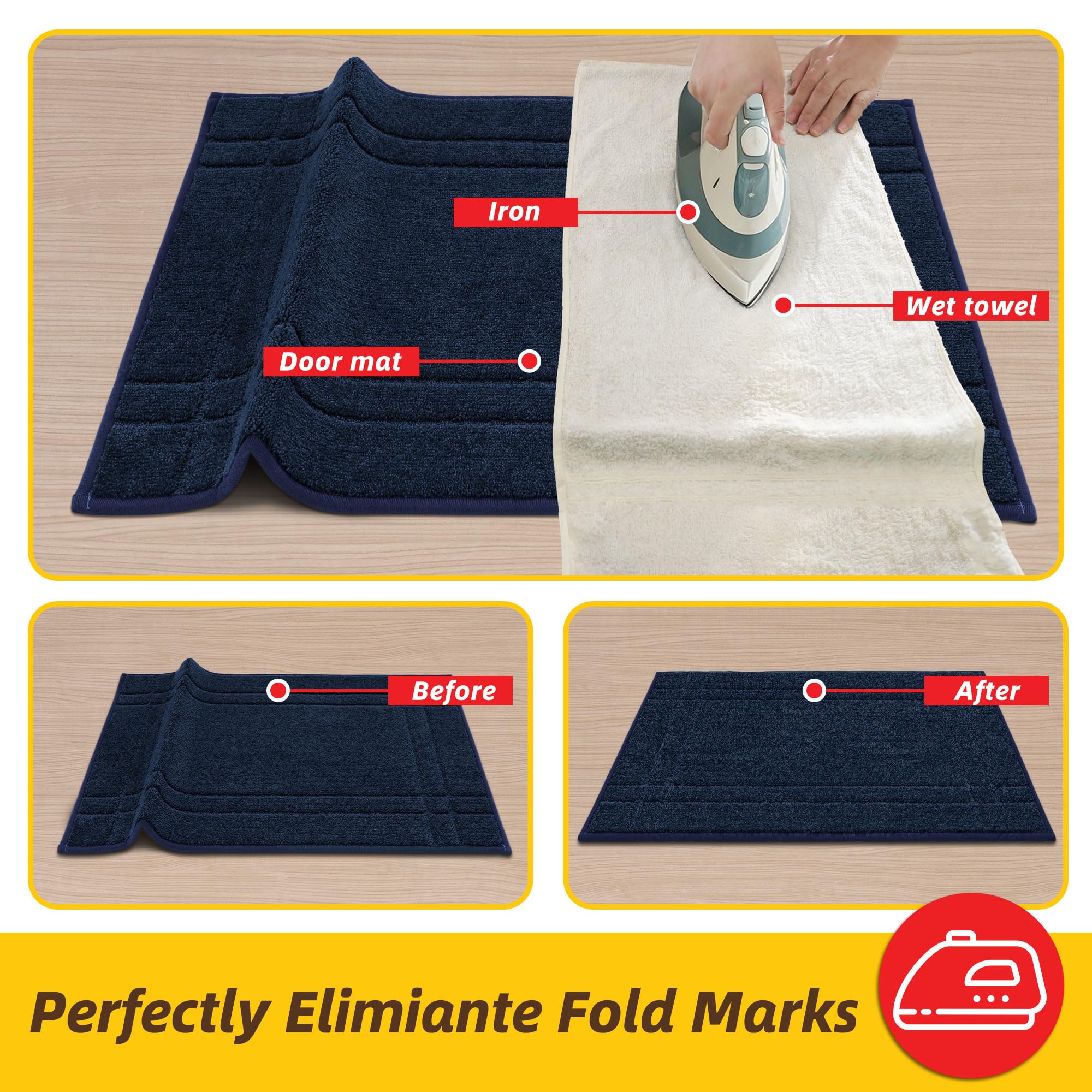 JSEI Entryway Rugs Doormat 20"x32", Non-Slip Dirt Trapper Door Mats Indoor, Washable Absorbent and Stain Resist Welcome Floor Mat for Front Door, Dog Door Mat, Muddy Wet Shoes & Paws, Navy Blue