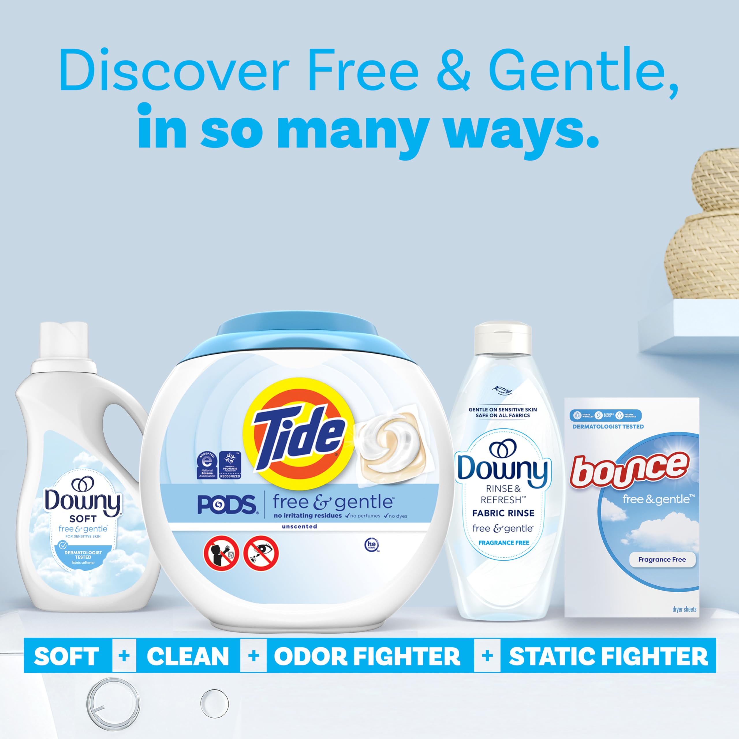 Tide PODS Free & Gentle Laundry Detergent Soap Pacs, 42 Count, Tide PODS Laundry Detergent