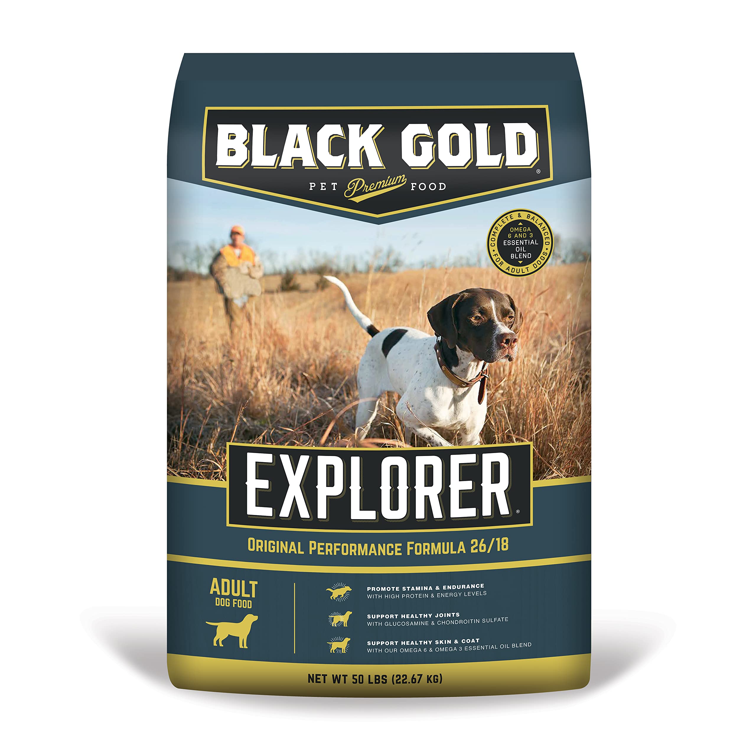 Black Gold Explorer Dry Dog Food for Adult Dogs, Original Performance 26/18 Formula, 50 lb Bag