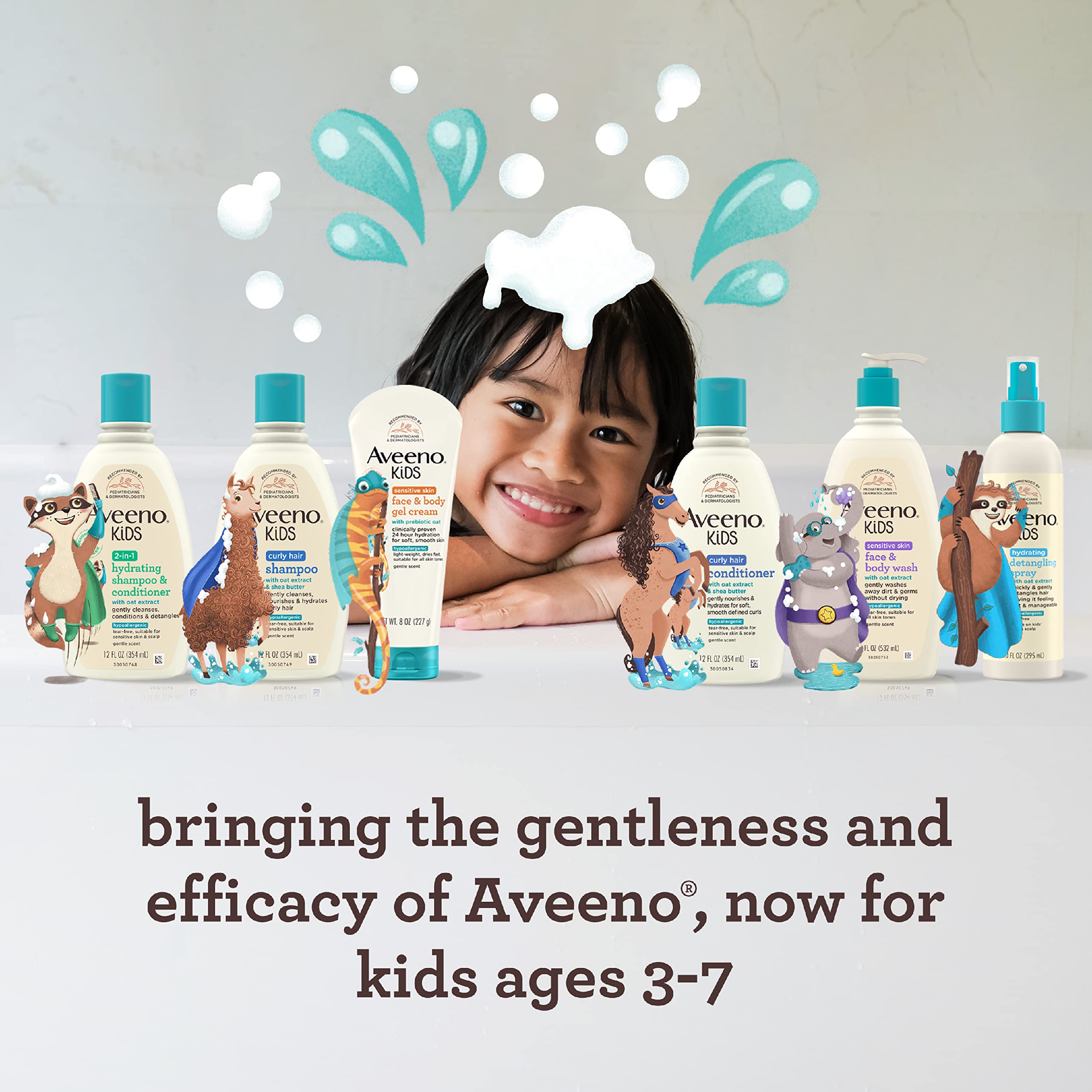 Aveeno Kids Sensitive Skin Face & Body Gel Cream with Prebiotic Oat, Clinically Proven 24 Hour Hydration for Soft Skin, Quick Drying and Lightweight, Hypoallergenic, 8 oz.