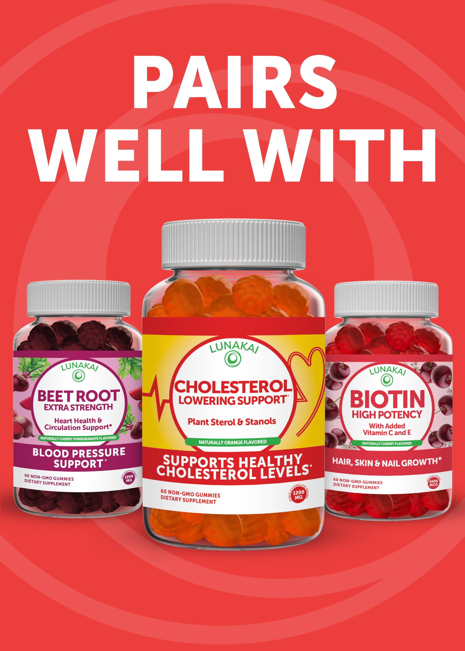 Lunakai Extra Strength 3000mcg Vitamin B12 Gummies - US Made, Delicious, Daily Energy and Metabolism Boost - Vegan B12 Methylcobalamin Supplement 60ct