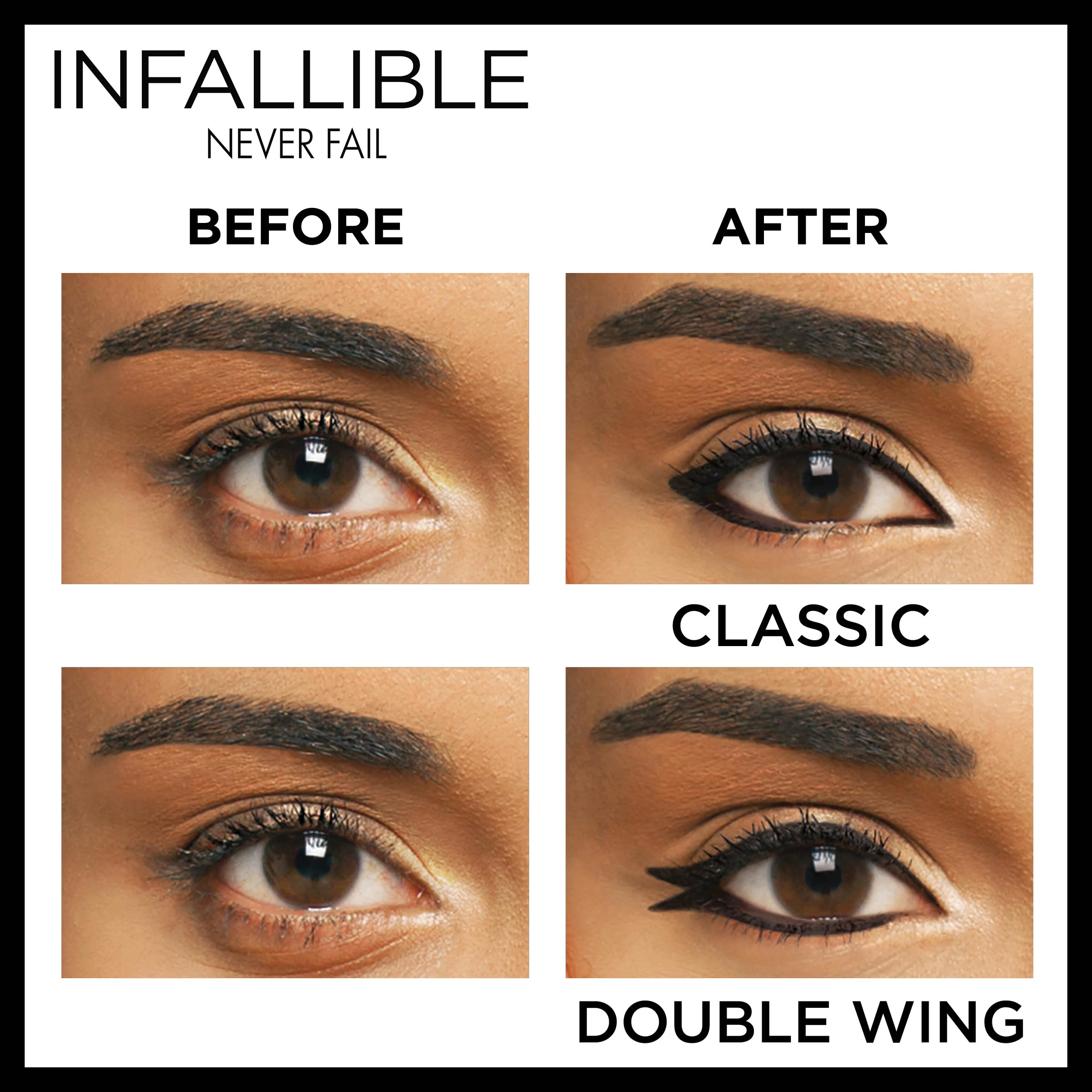 L’Oréal Paris Makeup Infallible Never Fail Original Mechanical Pencil Eyeliner with Built in Sharpener, Black Brown, 0.008 oz., 2 Count