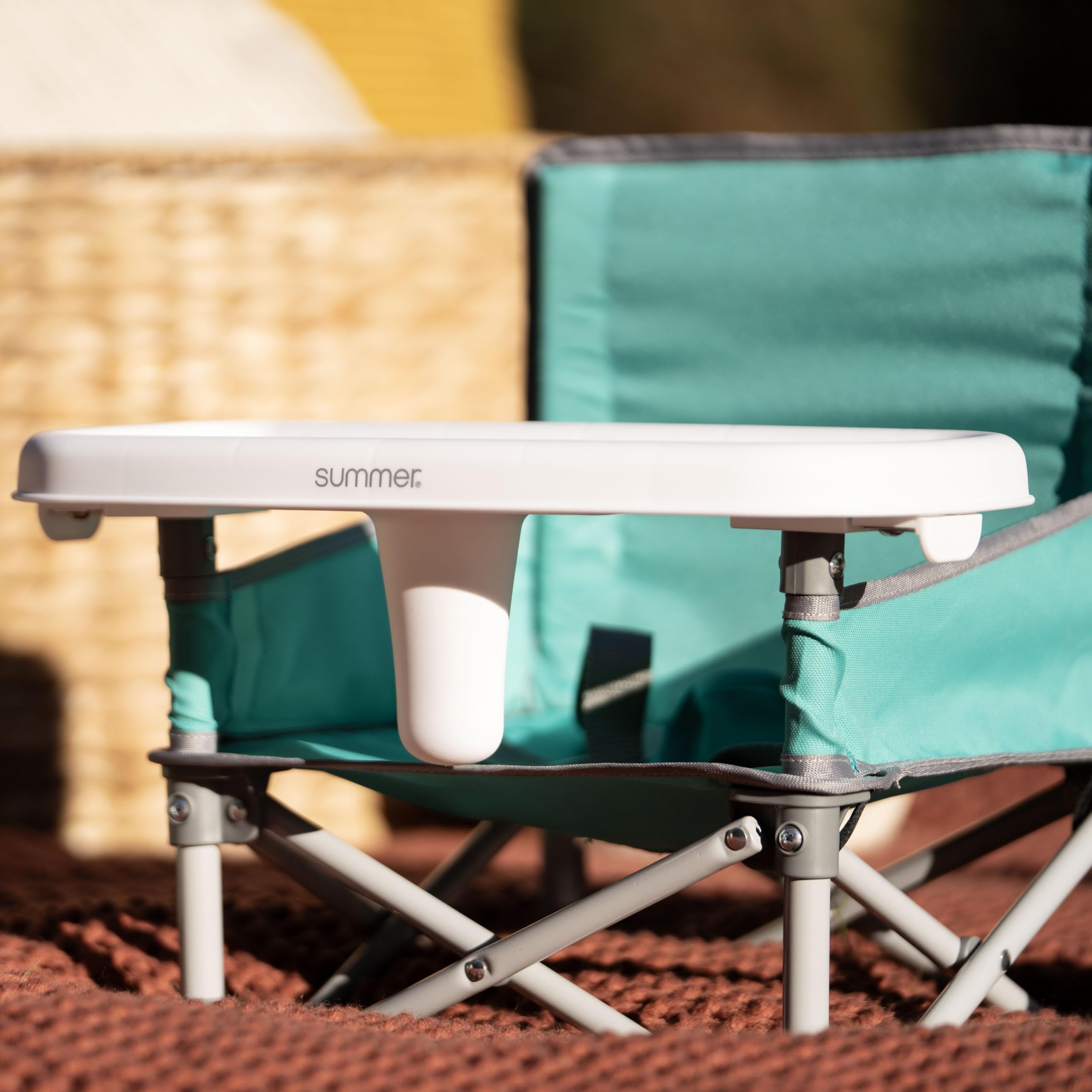 Summer by Bright Starts Pop 'N Sit Portable Booster Chair, Floor Seat, Indoor/Outdoor Use, Compact Fold, Teal, 6 Mos - 3 Yrs