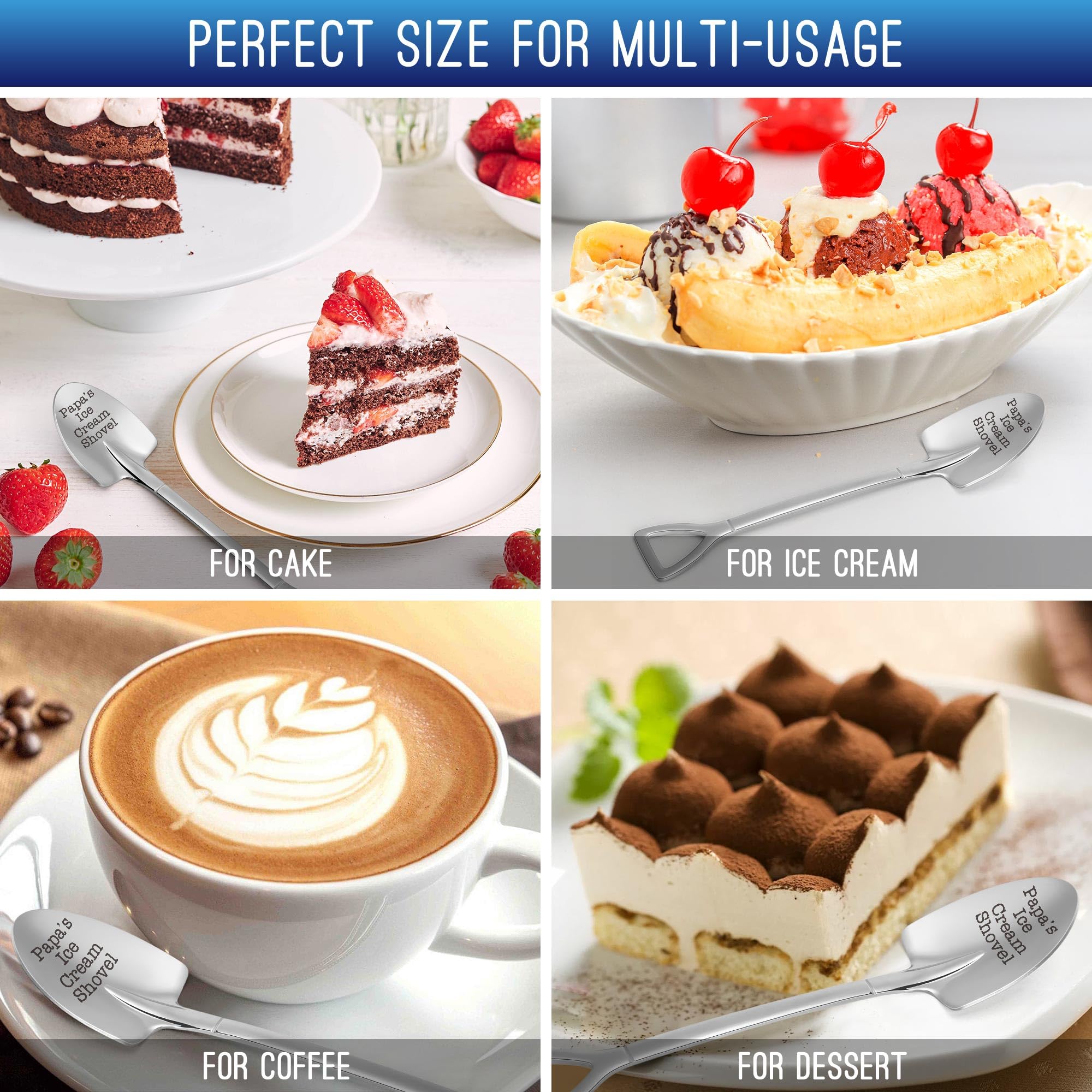 Grandpa Christmas Papa Xmas Gifts Funny Dad's Ice Cream Shovel Spoon Presents for Daddy Grandfather Pops, Dad's Birthday, Fathers Day for Dads Grandpas, from Grandkids, Grandchildren