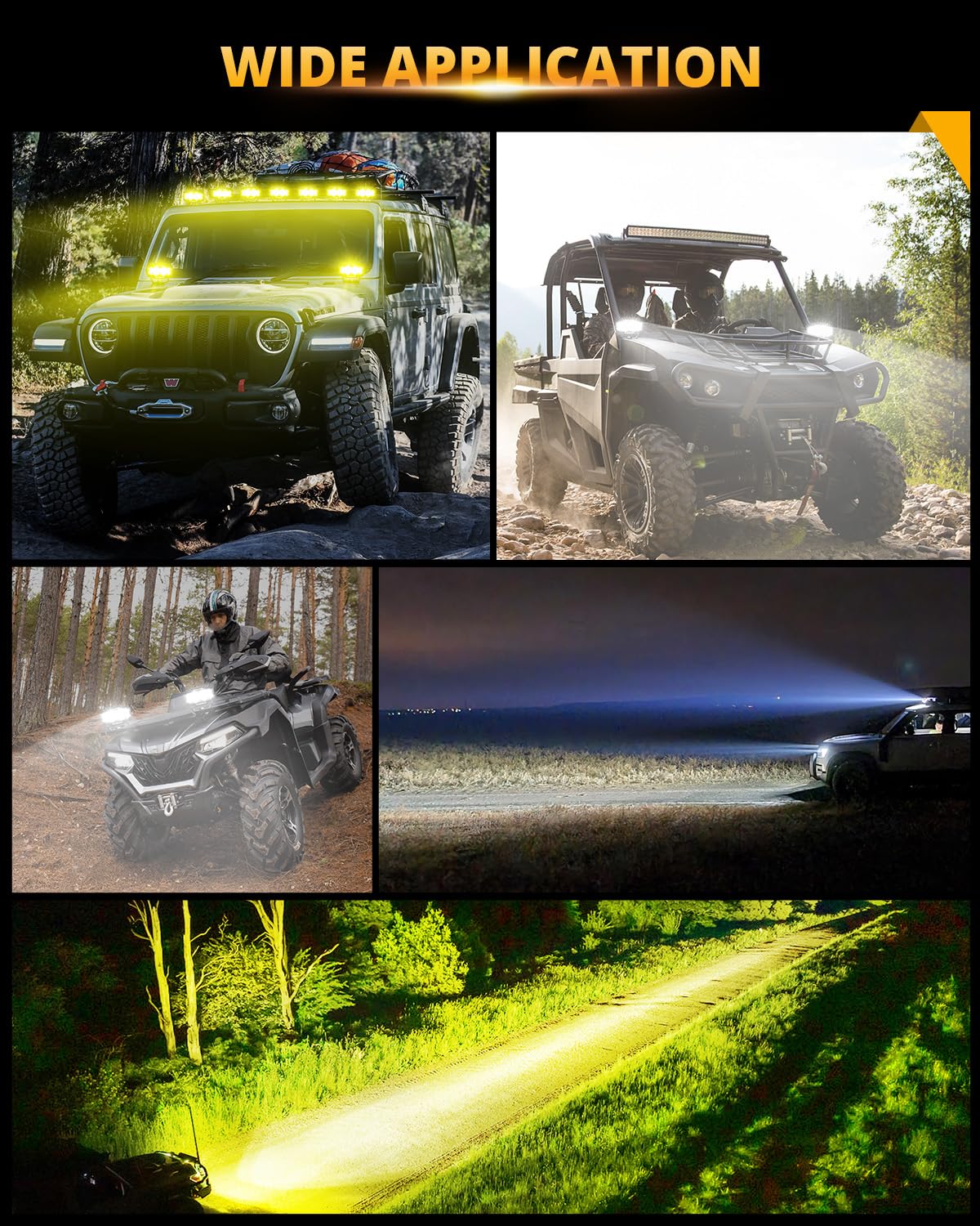 Auxbeam V-MAX Series LED Light Pod, 270° Side Shooter LED Offroad Lights with Amber DRL, 4 Inch Auxiliary Ditch Light for Truck ATV Jeep Ford