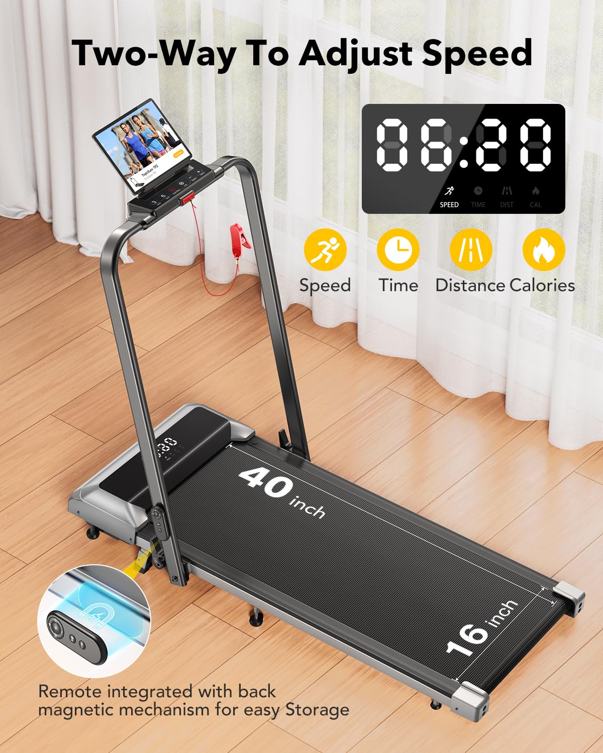 TOPUTURE Walking Pad Under Desk Treadmill with Incline, 2 in 1 Folding Treadmill for Home/Office, Portable Compact Treadmills with Remote Control, APP & LED Display 300LBS Capacity
