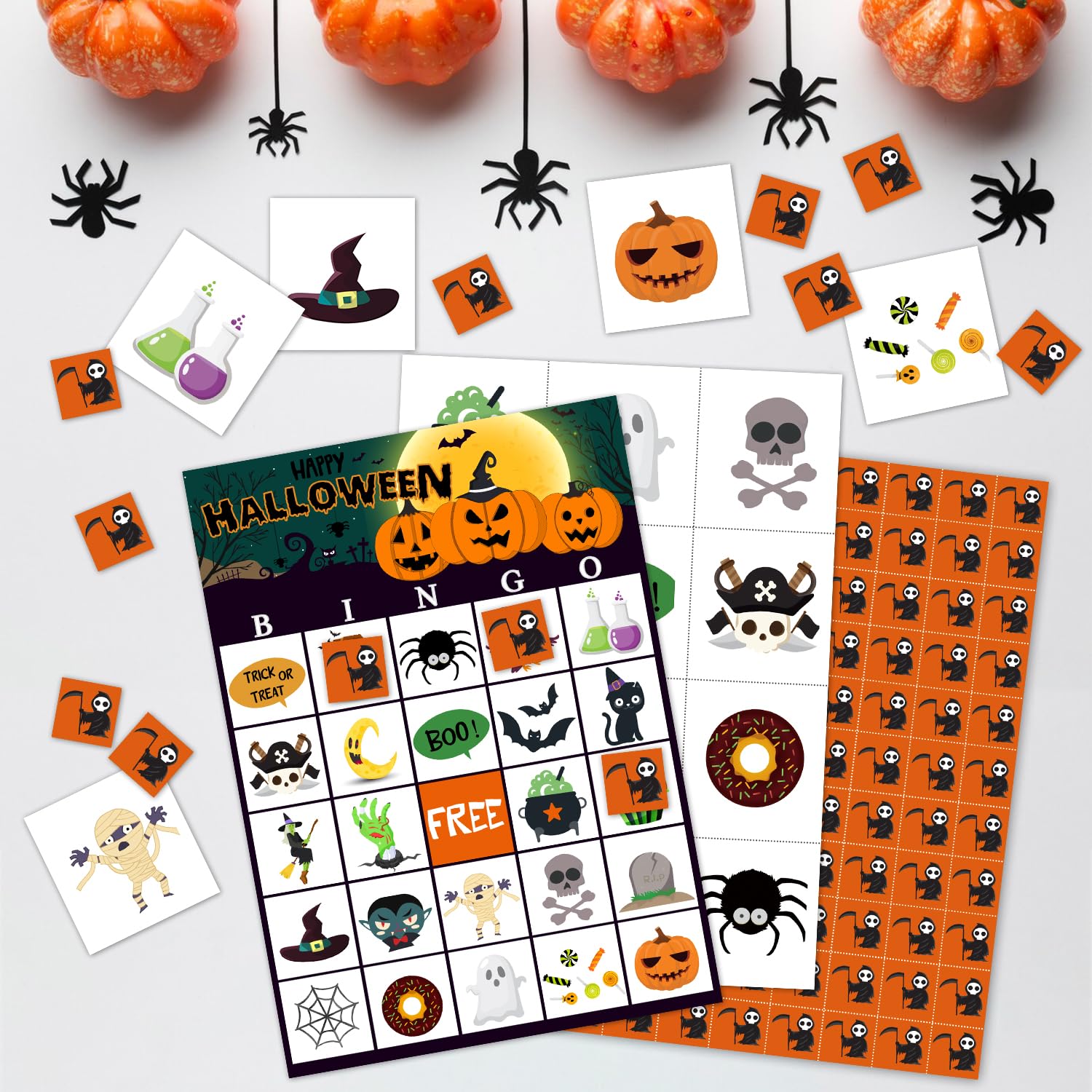 Halloween Bingo Party Games with 24 Players, Halloween Party Games for Girls Boys School Classroom Party Supplies, Classroom Activities, Party Favor Gifts for Young Adults Family Activities - JY907
