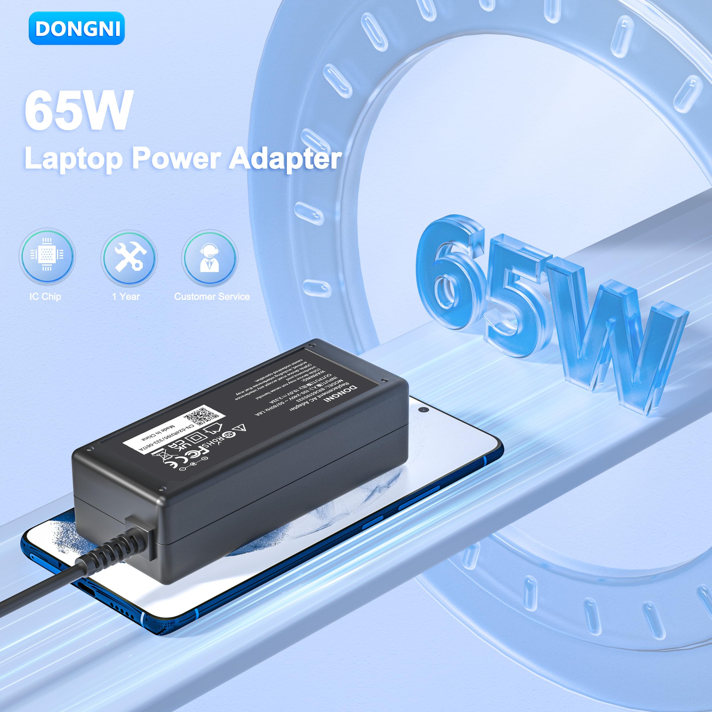 65W 19.5V 3.33A AC Adapter Charger Compatible with HP Pavilion x360 11 13 15 17, Envy X360 13 15, Zbook 14u G4 G5 15 G3, 15-f111dx 15-f211wm 15-f233wm 15-f278nr 15-r052nr Laptop Power Cord Blue Tip