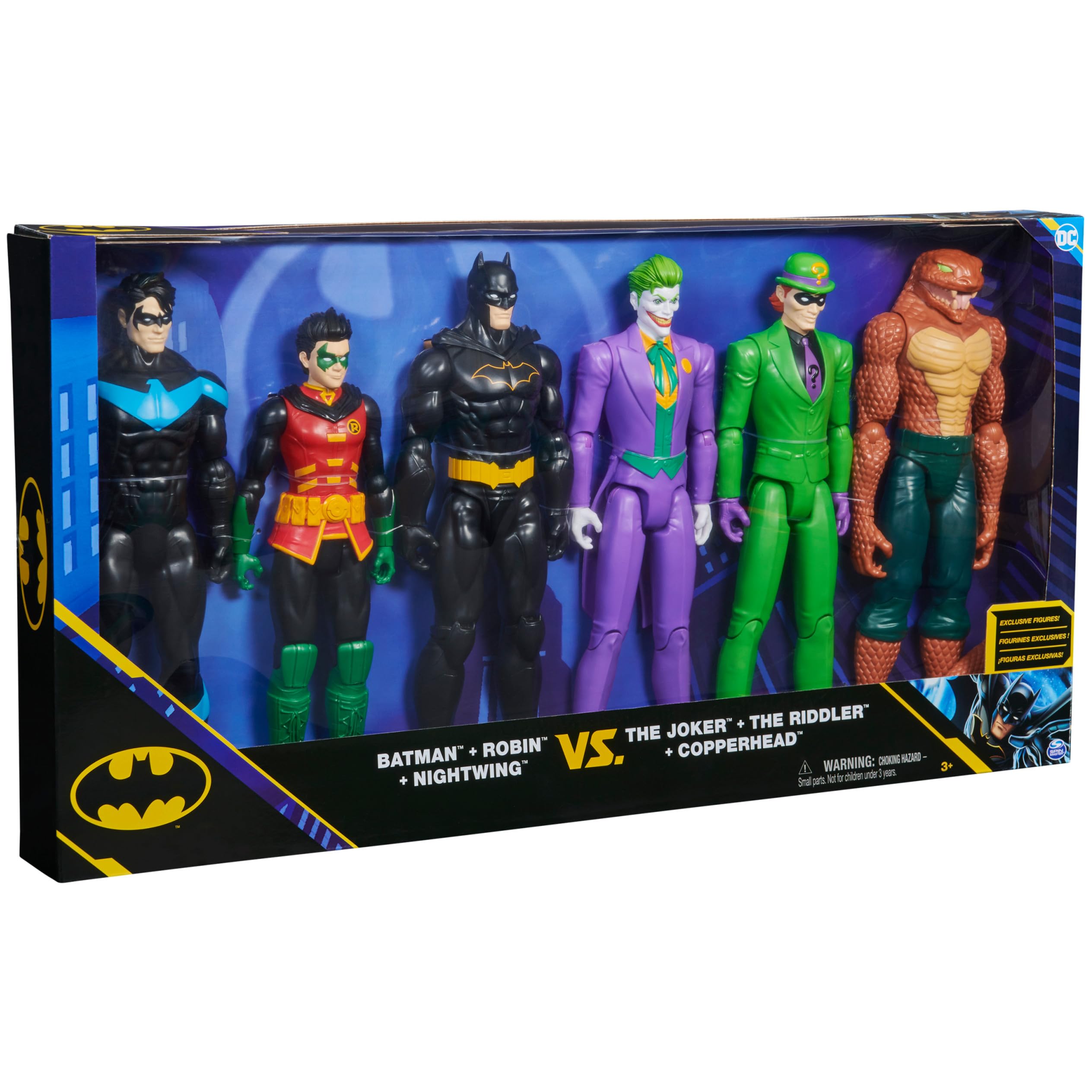 DC Comics, Batman 6-Pack | Batman, Robin, Nightwing, The Joker, The Riddler, Copperhead | 12-inch Action Figures, Kids Toys for Boys and Girls Ages 3 and Up