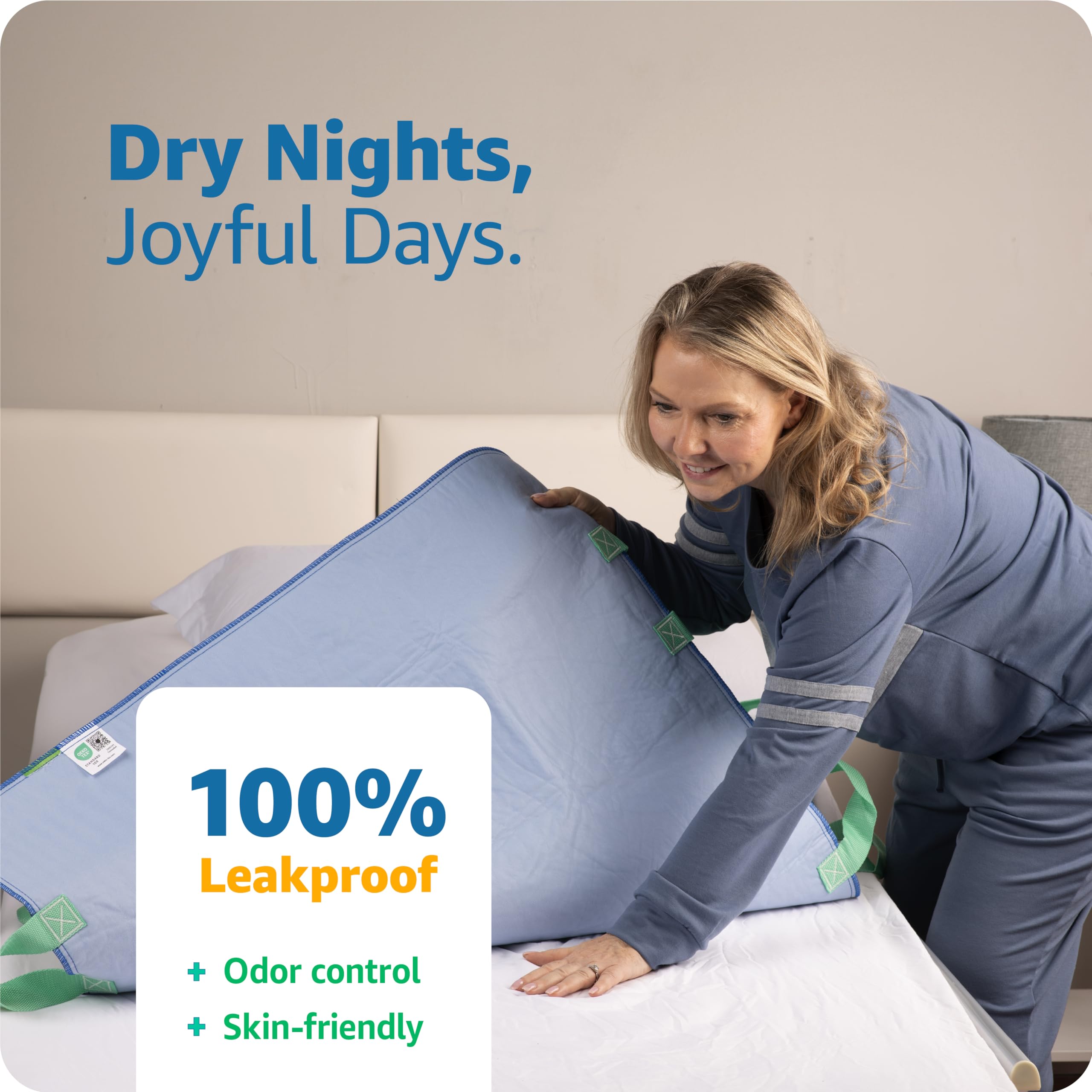 Improvia Transfer Board Bed Pad with Handles – Quick-Drying, 6-Handle Washable, Waterproof, Reusable Pad for Elderly, Bedridden, Transfer, Repositioning, Incontinence, & Mattress Protection, 34x36 In.