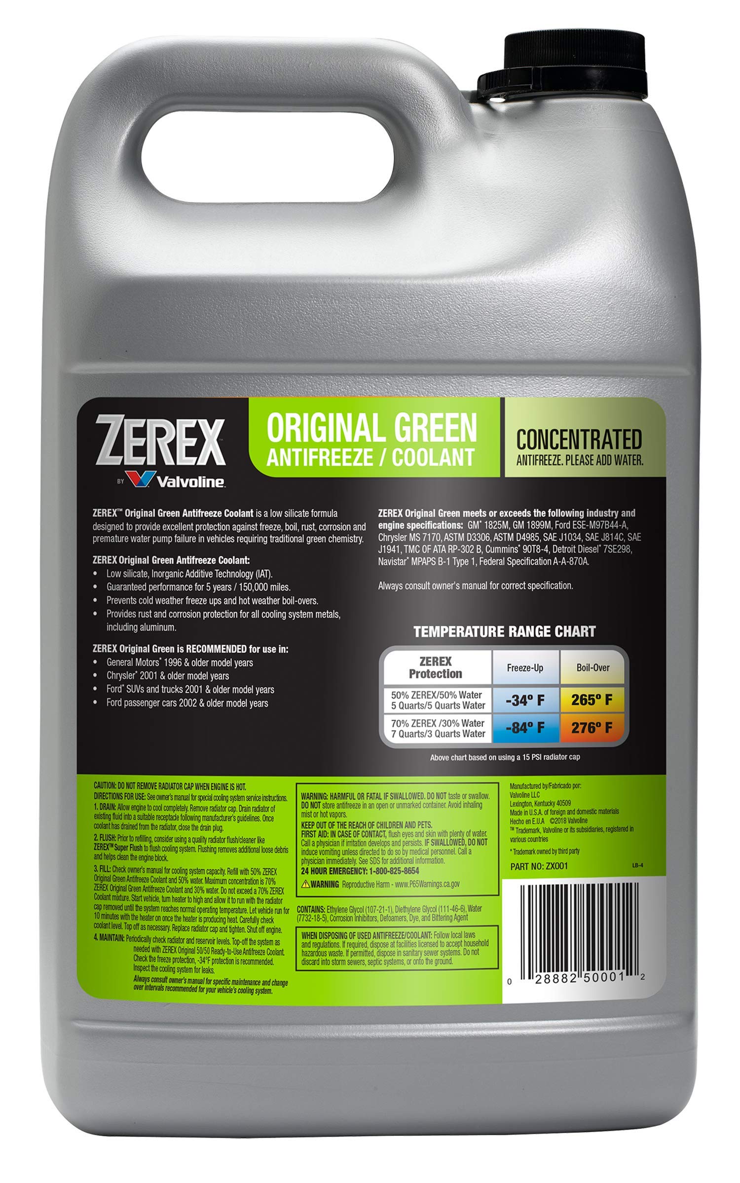 Zerex Original Green Low Silicate Concentrate Antifreeze/Coolant 1 GA, 128 Fl Oz (Pack of 1)