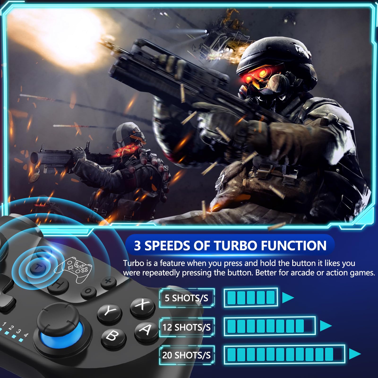 CuleedTec Wireless Switch Controller, Switch Pro Controller Compatible with Switch/Lite/OLED, Switch Remote Gamepad with 6-Axis Gyro, Dual Motor, Wake-up and Turbo - 2023 New Version