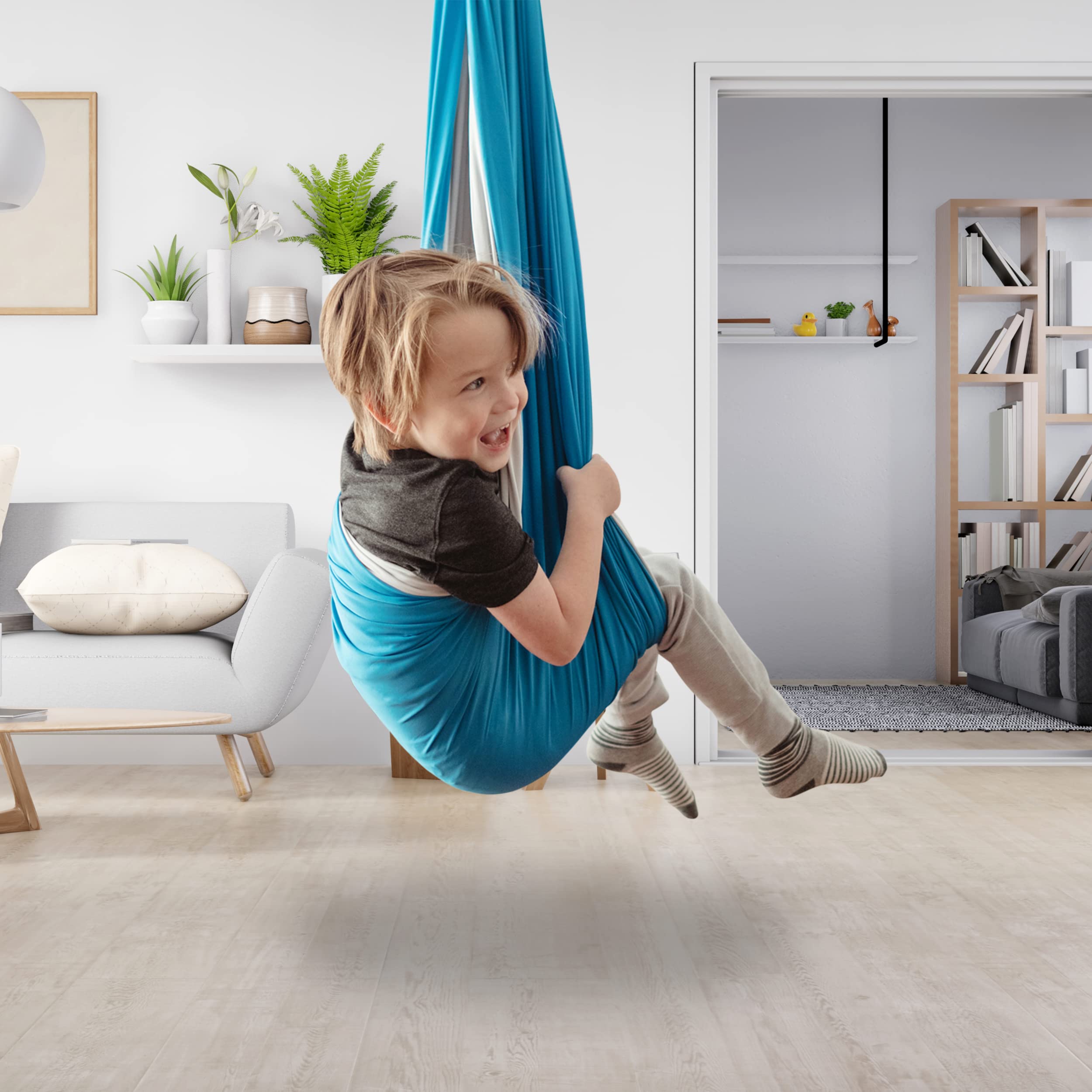 MINGLEWOOD Sensory Swing for Kids – Indoor Swing Set with 360° Swivel Hanger – Cozy & Calming Hammock for Autism, Anxiety, ADHD & Sensory Disorders