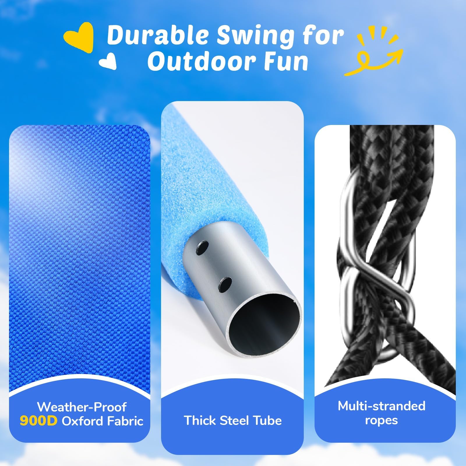 Trekassy 700lbs 40“ Saucer Tree Swing for Kids Adults Outdoor 900D Oxford Waterproof with Pillow, Swivel, 2pcs Tree Hanging Straps