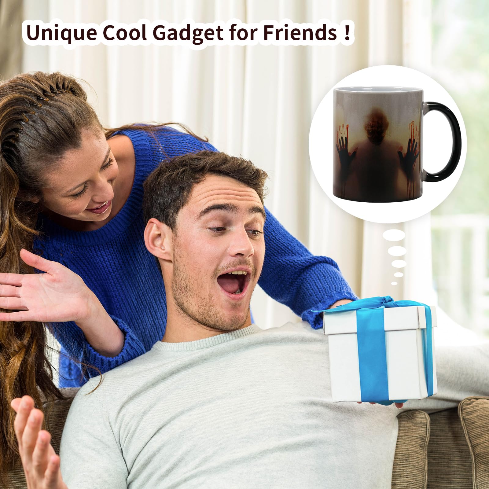 Aniyar Stocking Stuffers for Adults, Horror Gifts for Men Women Adluts, Halloween Coffee Mug (11oz) - Color Changing Zombie Ceramic Mug, Novelty Gifts for Halloween Christmas Birthday Mom Dad Friends