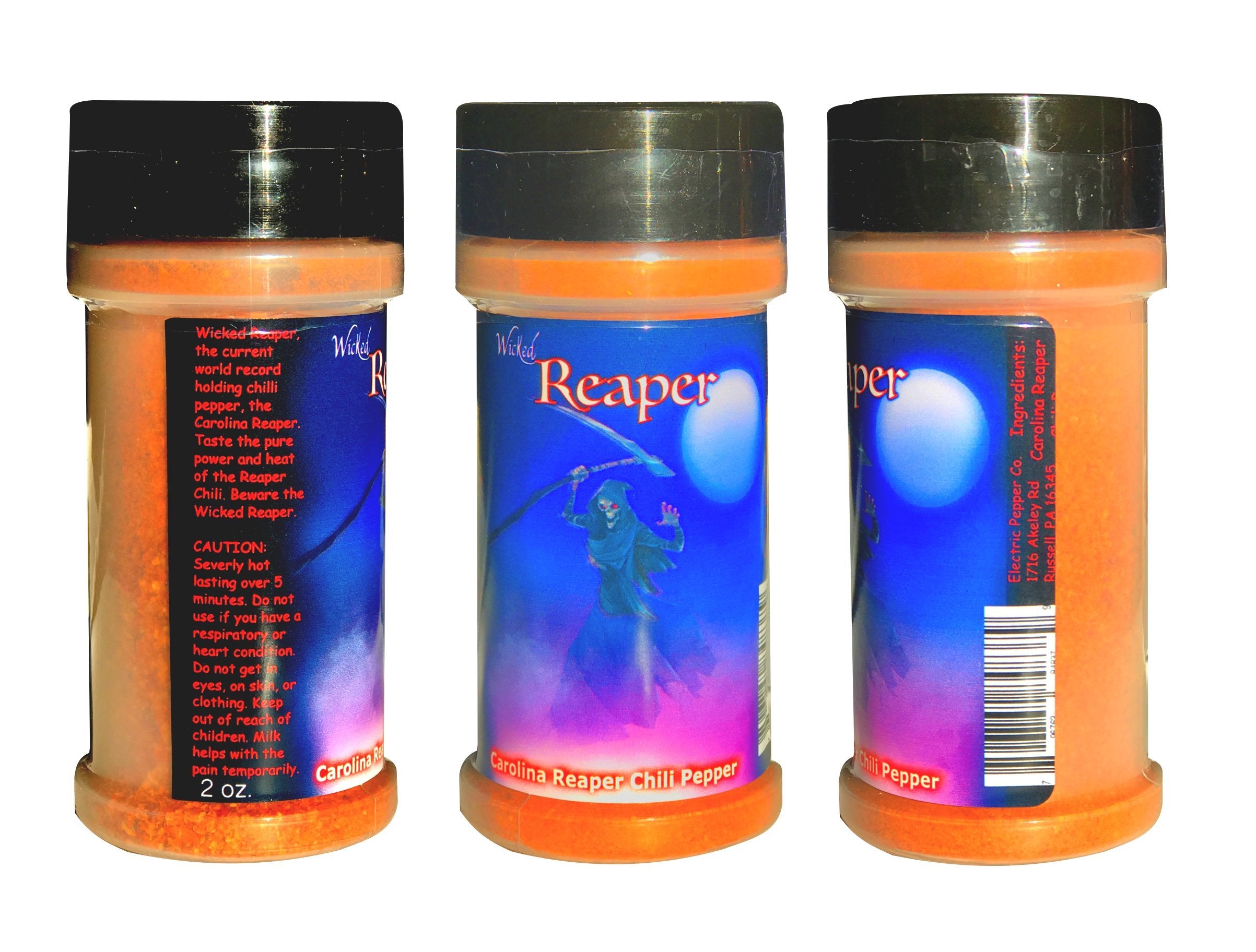 Wicked Reaper Extreme Chili Powder Gift Set, 3 Pack – Ghost, Scorpion, Carolina Reaper, 2 oz Bottles
